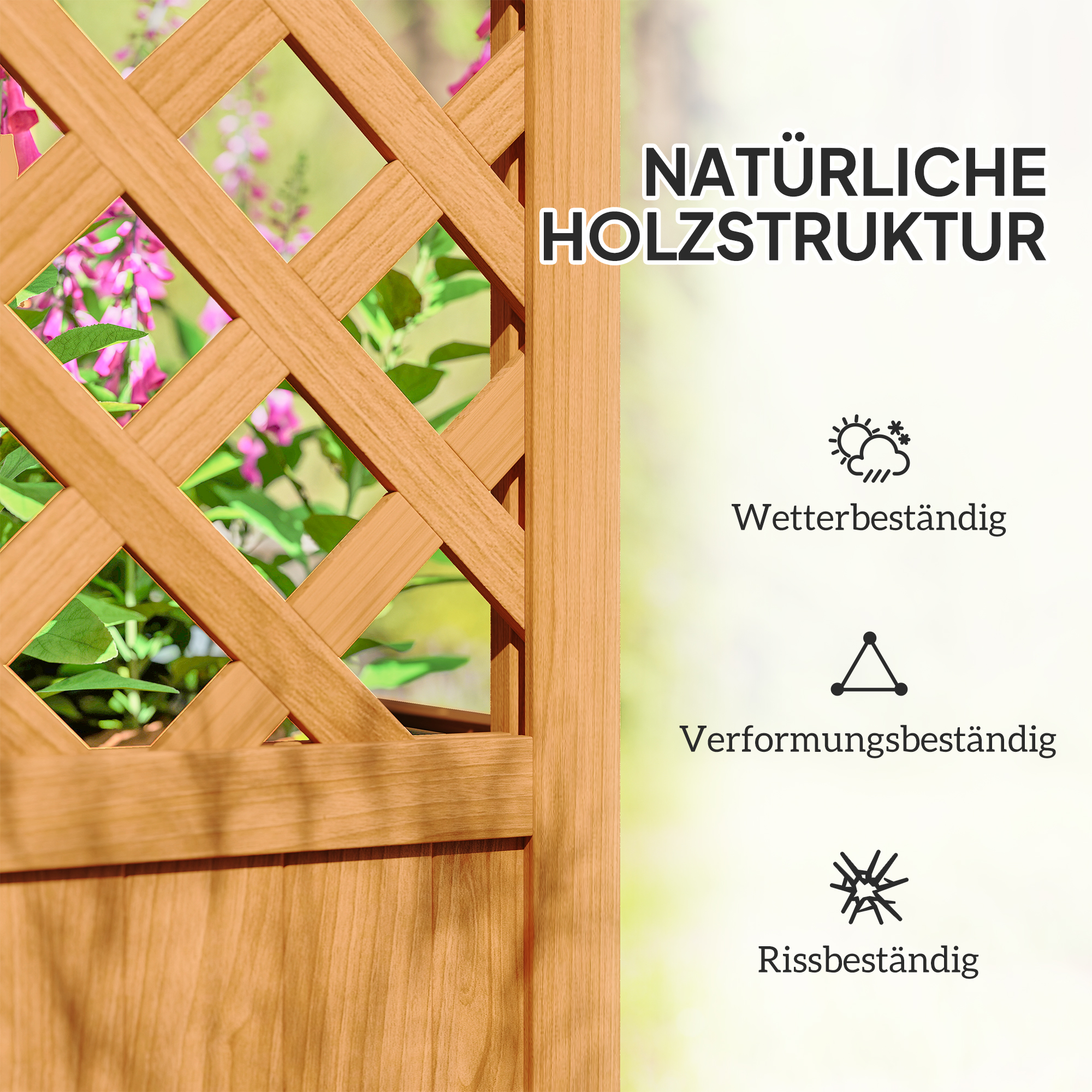 Hochbeet Pflanzkasten mit Rankgitter, Gebogendach Spalier Pflanzkübel Holz 83 x 36 x 145cm Hellbraun