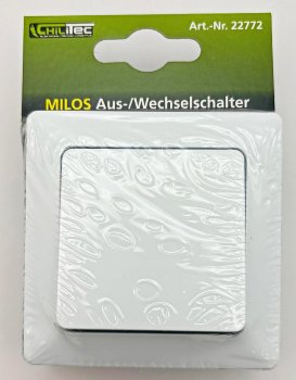 MILOS Wechsel-Schalter, UP, weiß matt / 250V~/ 10A, inkl. Rahmen, Steckanschluss