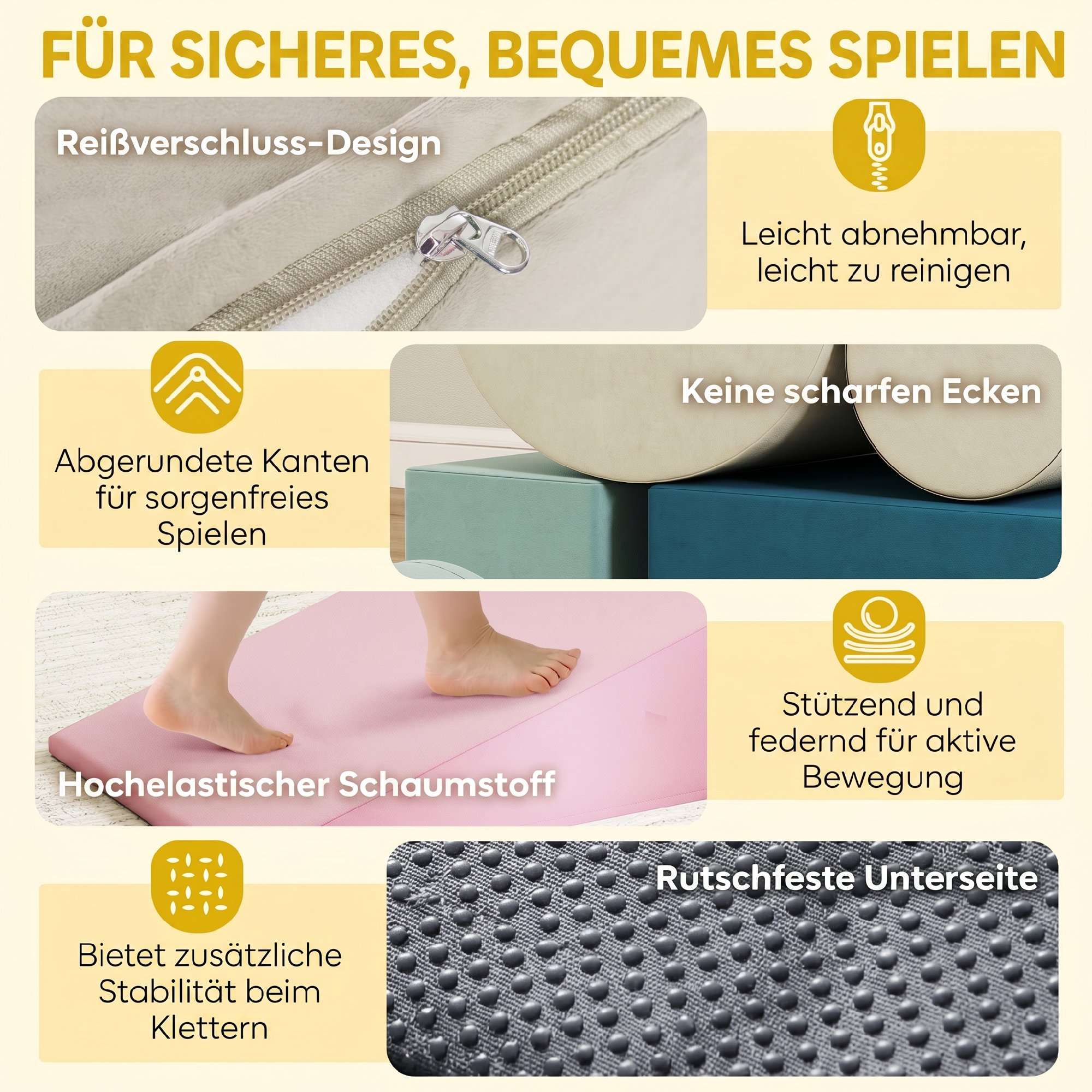 Kletterspielzeug für Kleinkinder mit abnehmbarem Bezug, Indoor-Spielset zum Krabbeln und Rutschen