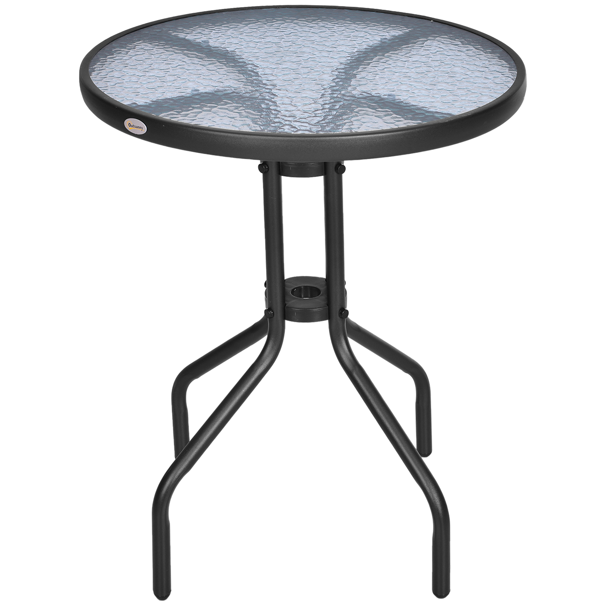 Gartentisch Balkontisch Bistrotisch Glastisch Beistelltisch Metall+Sicherheitsglas ?60xH70cm