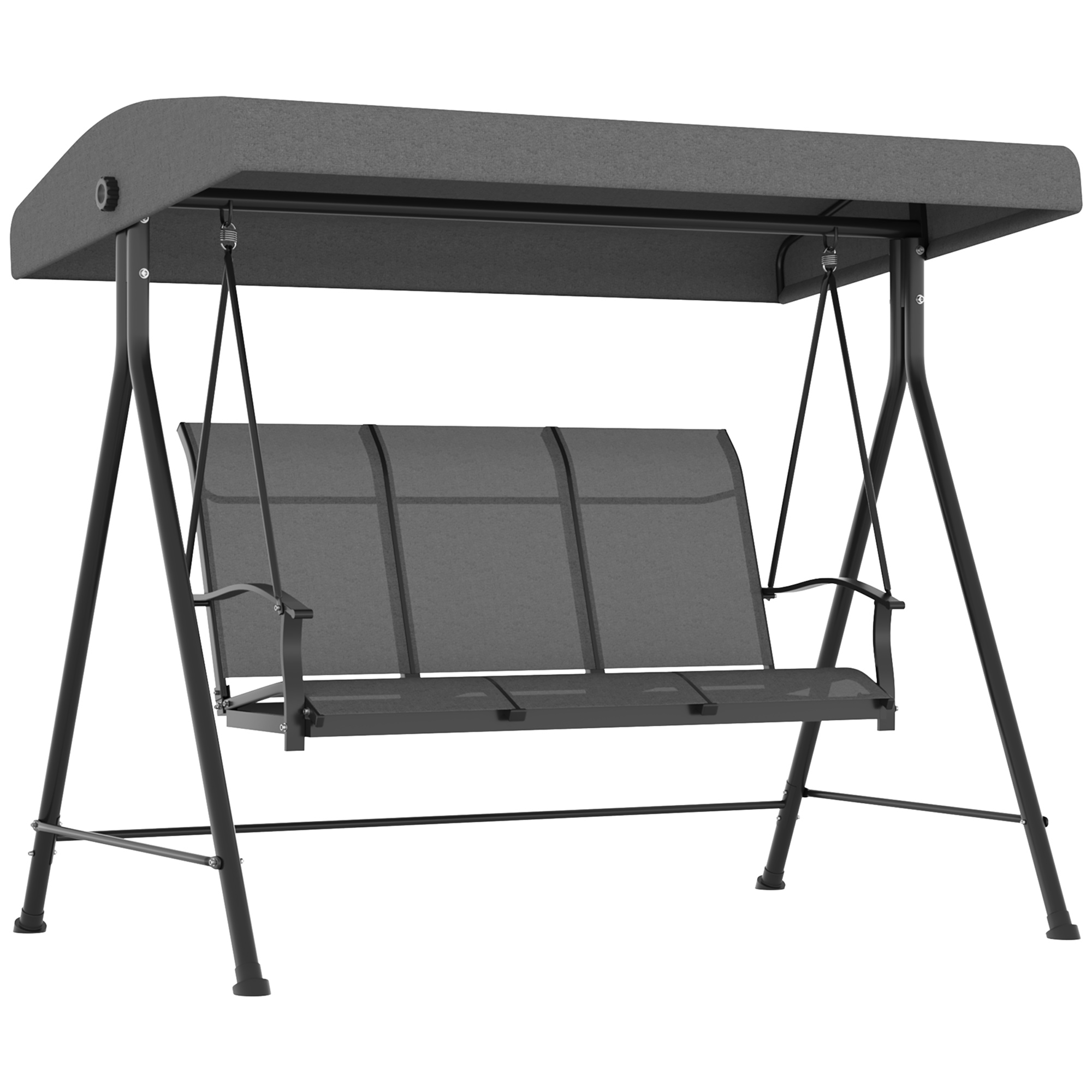 3-Sitzer Hollywoodschaukel, verstellbares Sonnendach, bis 240 kg, dunkelgrau, 200 x 133 x 176 cm