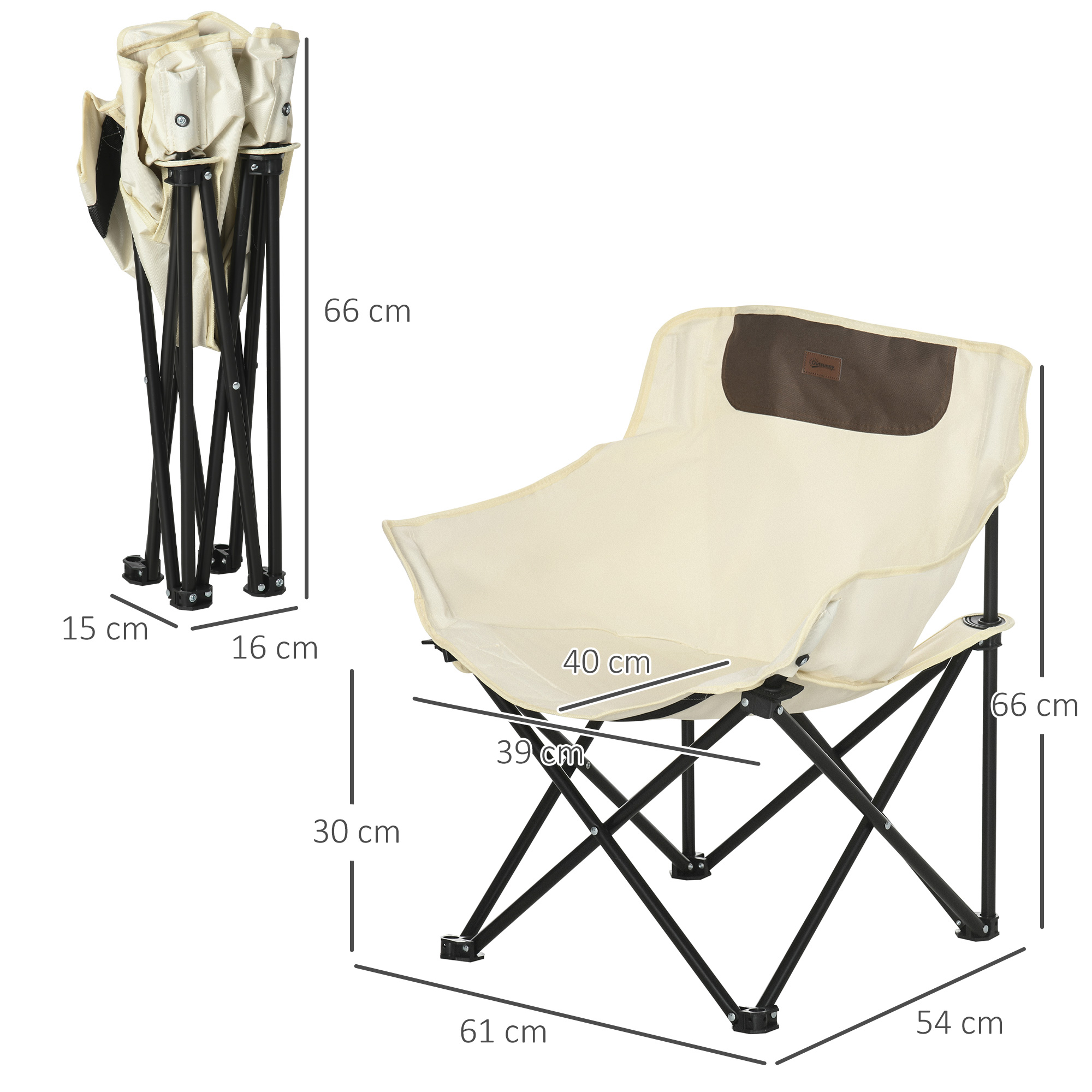 Campingstuhl, faltbar, Stahlrahmen, Stoffsitz, Tragetasche, Weiß