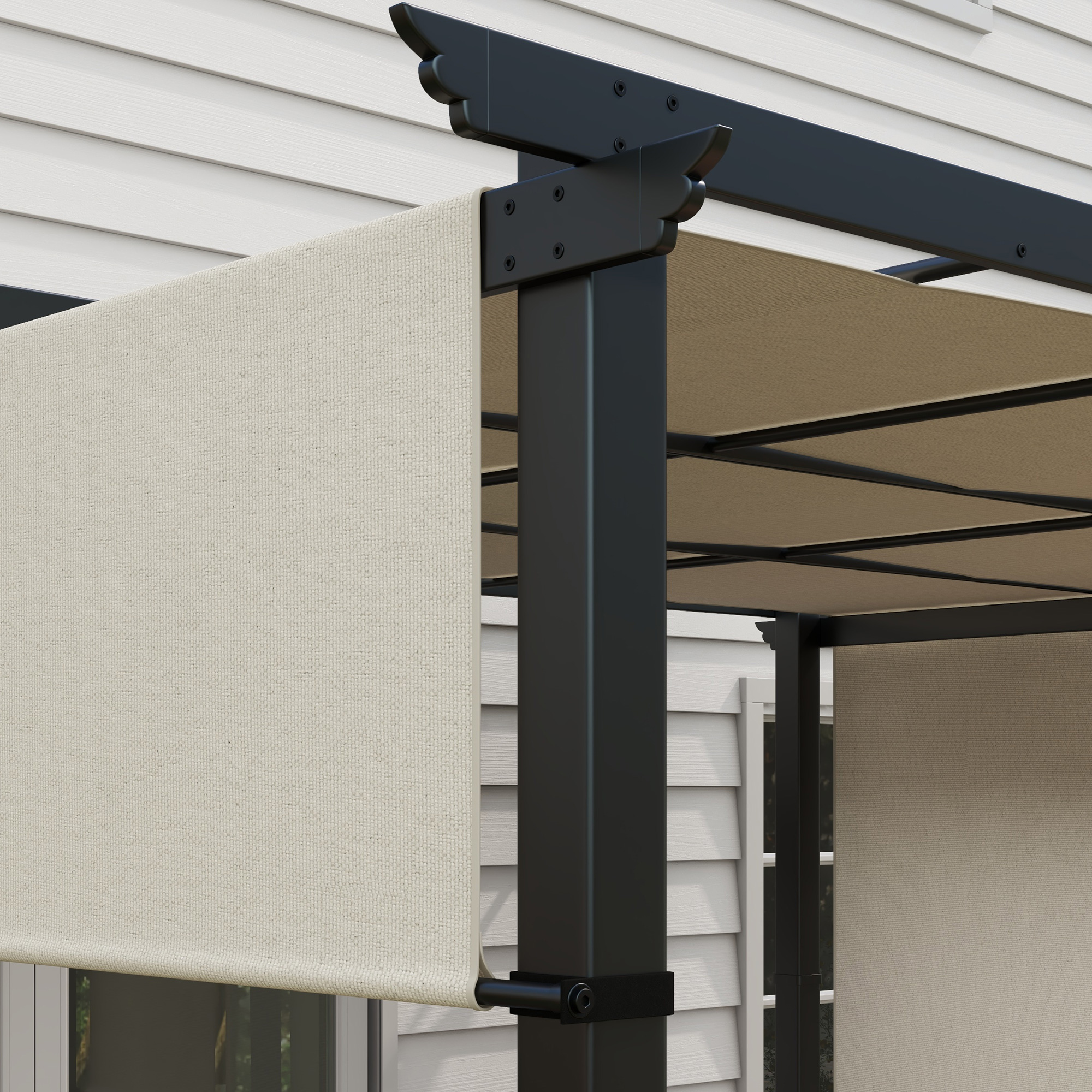 Markise Sonnenschutz. Pergola, wetterbeständig,  inkl. Befestigungsmaterial, 3 x 3,5 m, Beige