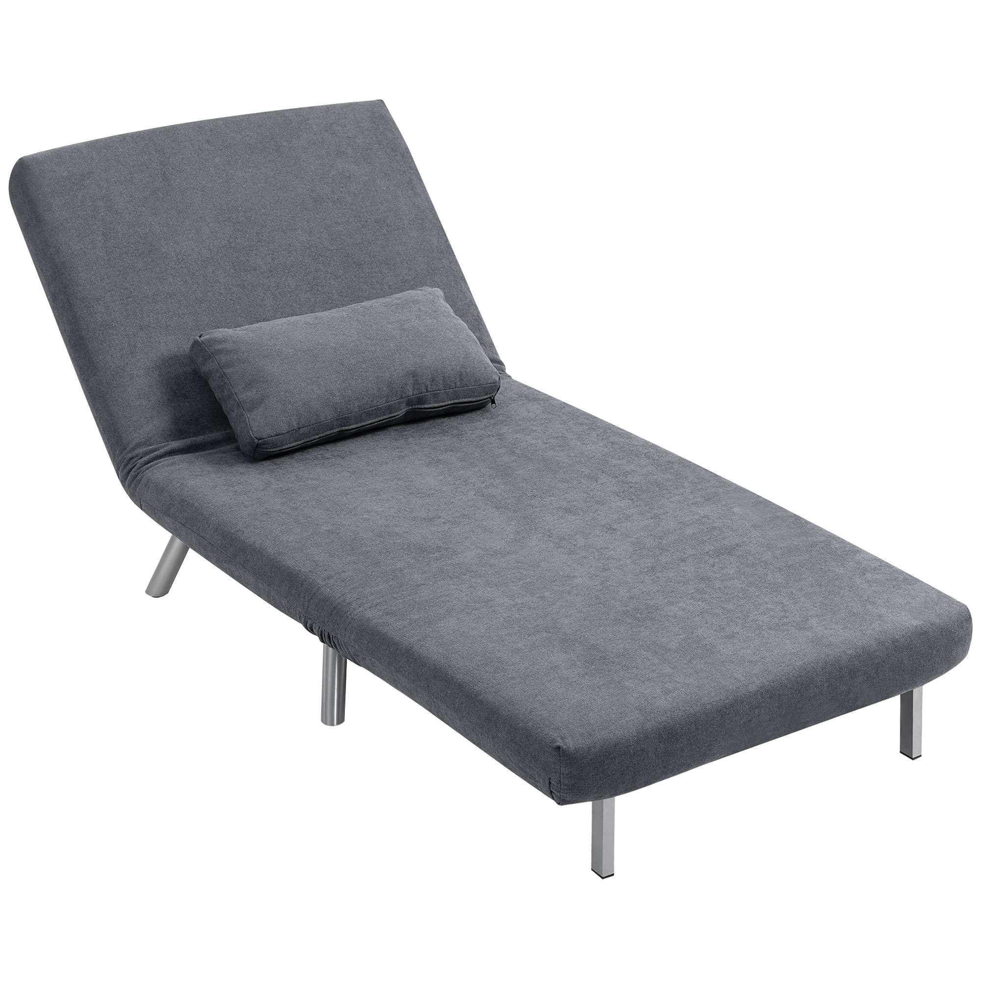 Polstersessel mit Bettfunktion, 3-in-1 Design, Schlafsessel, Gästebett, Stoffbezug, mit Kissen, Dunkelgrau
