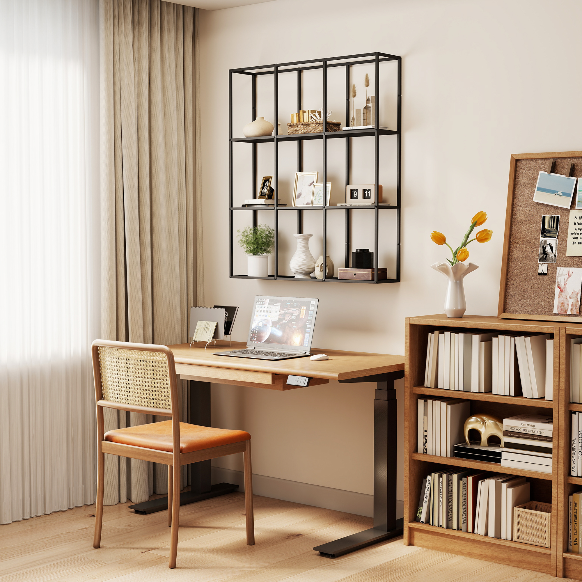 industrielles Wandregal mit 9 Fächern, Metallregal für Sammlerstücke, Ideal für Wohnkultur, Schwarz