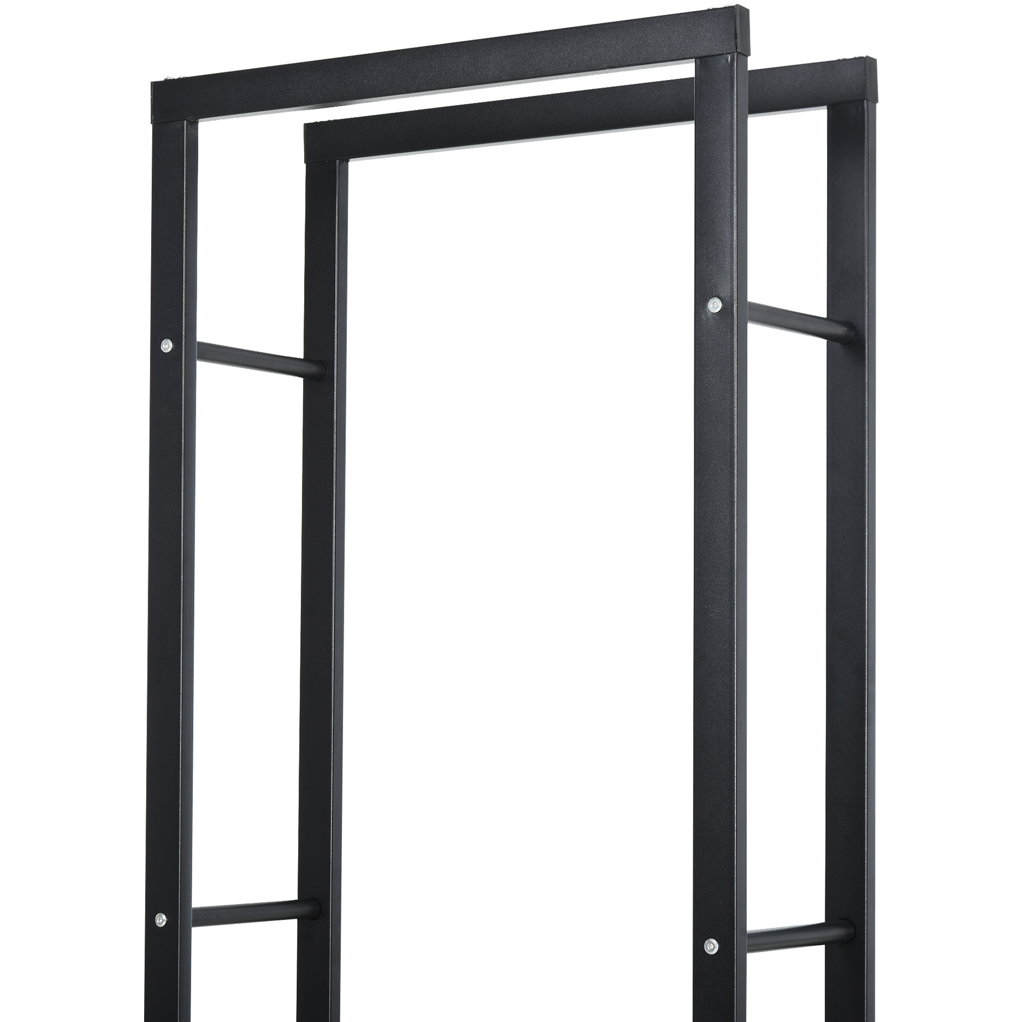 Kaminholzregal Metall 40 x 25 x 150 cm Brennholzregal Stapelhilfe Stahlrahmen bis 100kg Kaminholzunterstand Outdoor Holzregal Feuerholzregal für Garten Terrasse Außen Schwarz