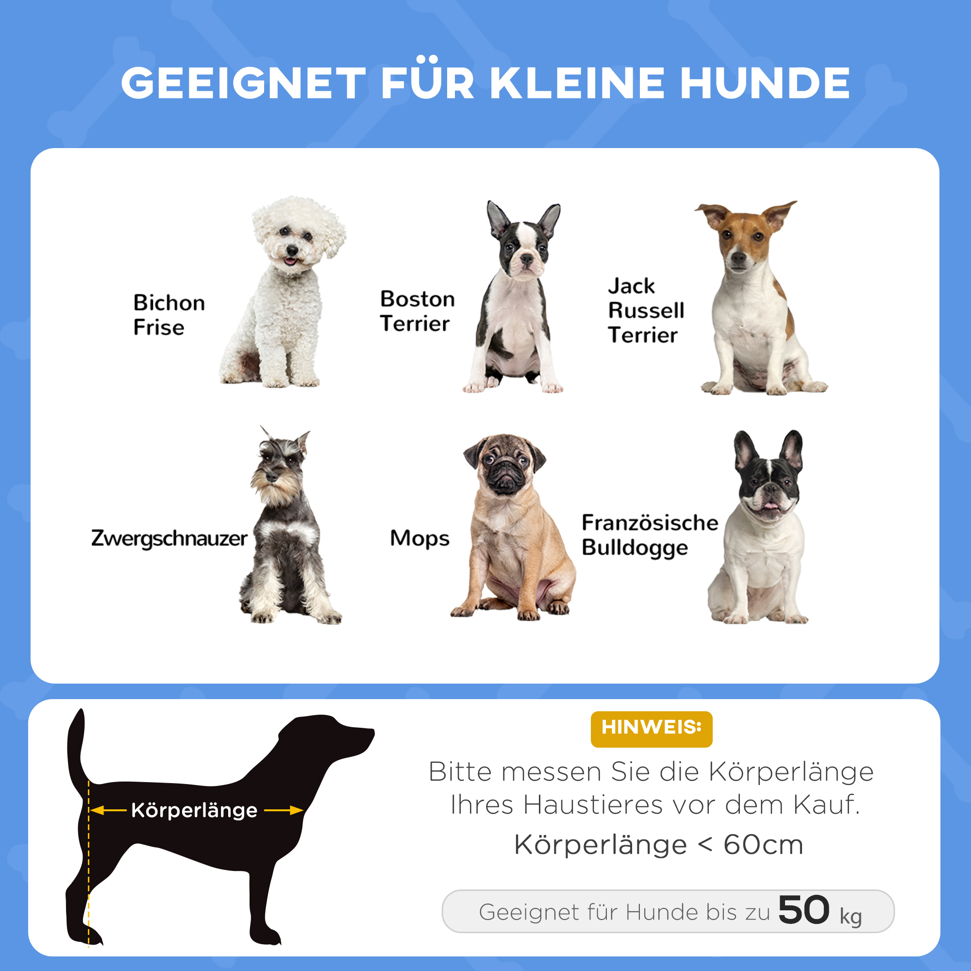 Haustierbett Outdoor-Hundebett, wetterbeständig, mit Baldachin, 61cm x 46 cm x 62 cm, Blau + Schwarz