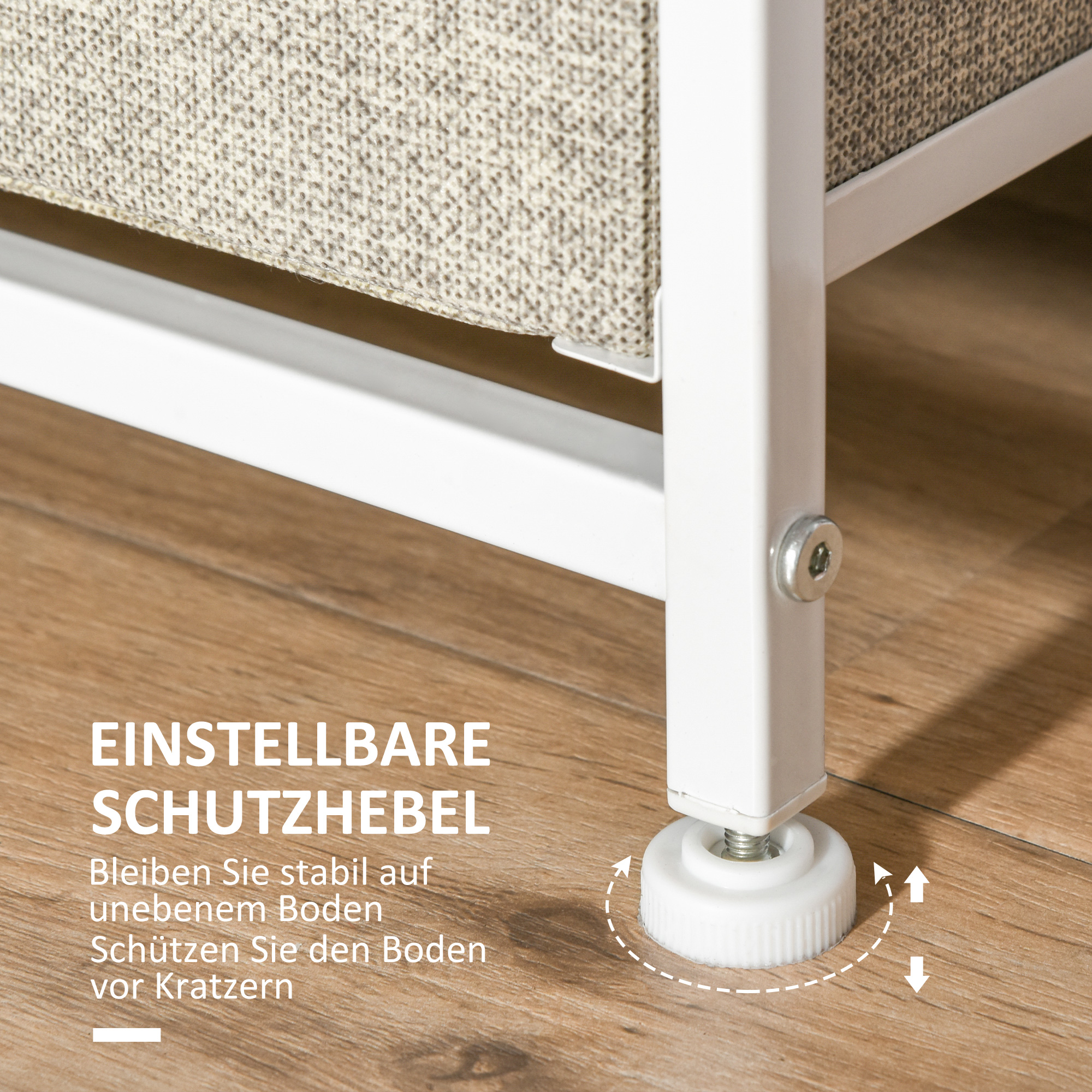 Kommode, Sideboard, 7 faltbare Stoffschubladen, Metallgestell, 63,5 x 30 x 71 cm, Hellgrau