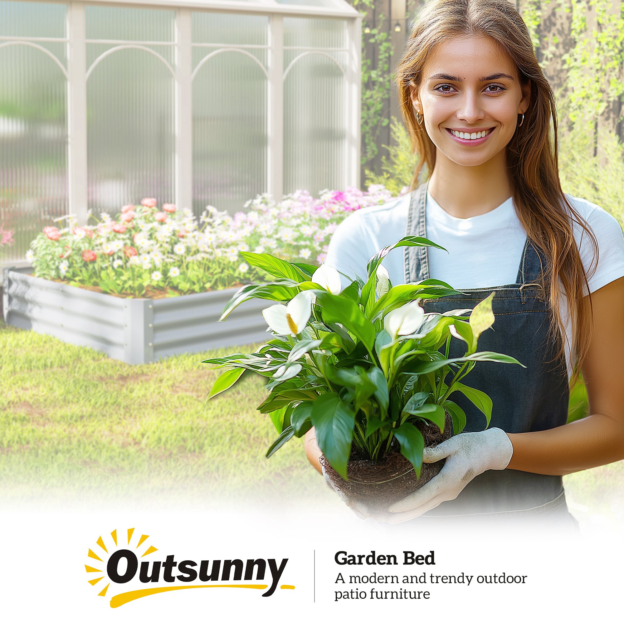 Hochbeet aus Stahl, Wetterbeständig Pflanzbeet mit Anti-Schnittkante Frühbeet