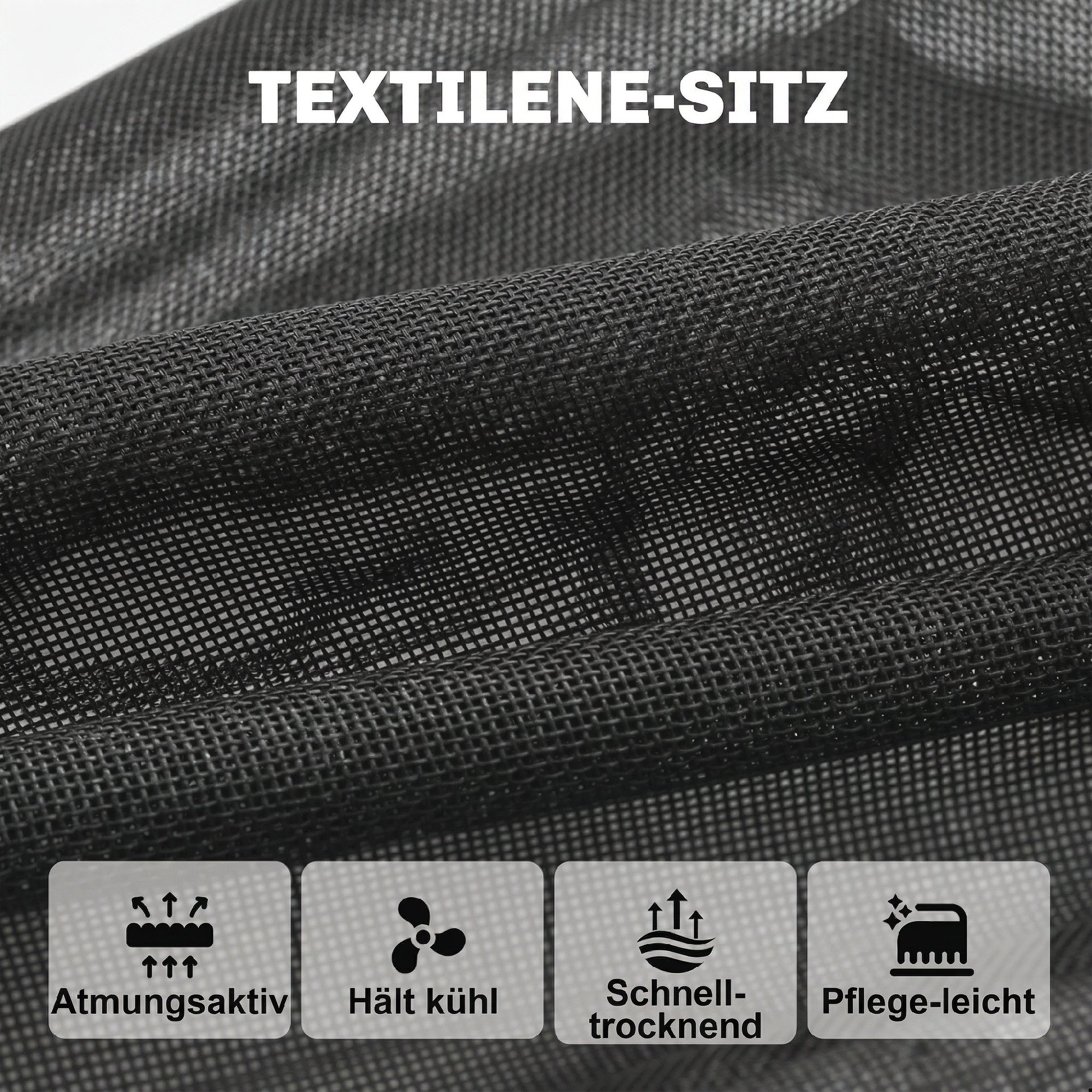 Gartenmöbel Set Sitzgruppe 5-teilig Glastisch mit 4 Atmungsaktiven Stühlen klappbar Rückenlehne Seilflecht