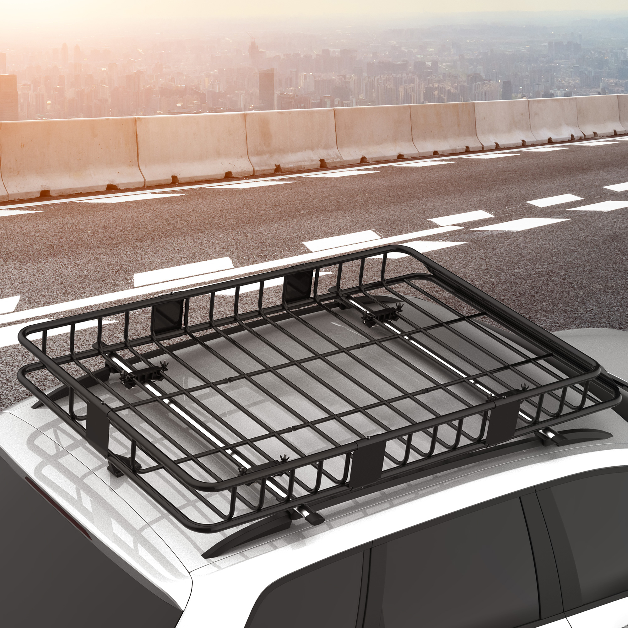 Dachgepäckträger Auto Dachkorb aus Metall 162x99x16cm Universal Gepäckträger Dachträger Tragfähigkeit von 100 kg Gepäckkorb für Camping, Grillen, Autoreisen Schwarz