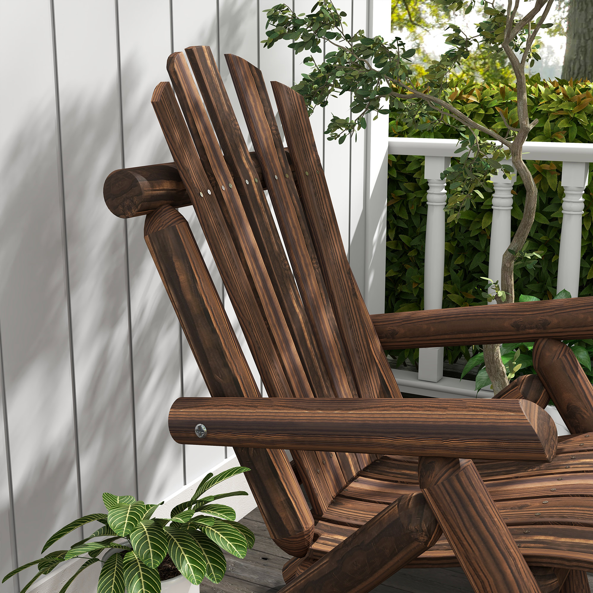 Gartenstuhl, Outdoor Hochlehner, bis 113 kg, wetterfest, Verkohlt