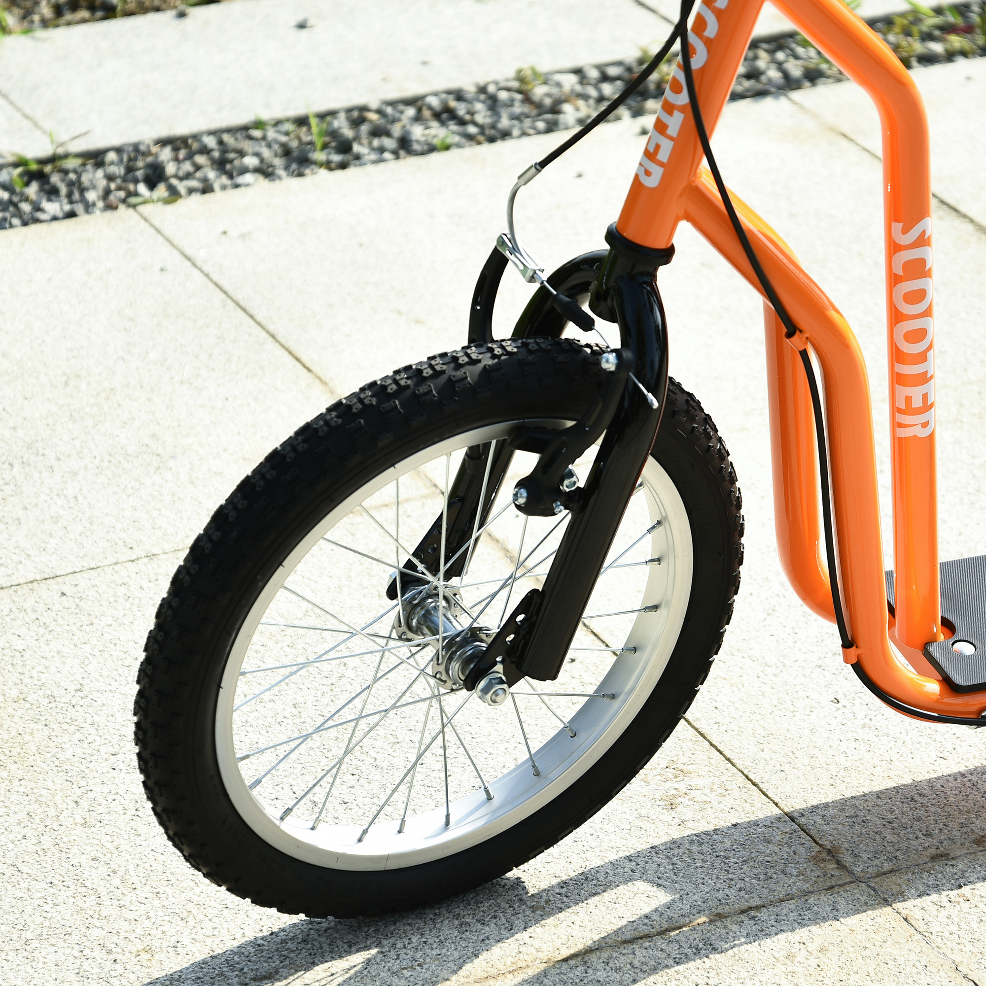 Kinderroller ab 5 jahre Scooter Tretroller Cityroller Kinder Roller Kickboard mit Luftreifen16/12 Zoll Orange 135 x 58 x 88-94 cm