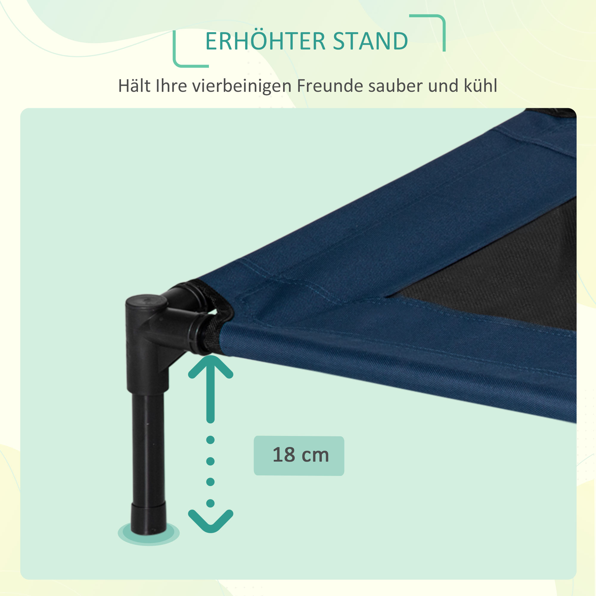 Hundebett Hundeliege Outdoor Katzenbett Haustierbett Schlafplatz Stahl 600D Oxford-Gewebe Blau 76 x 61 x 18 cm