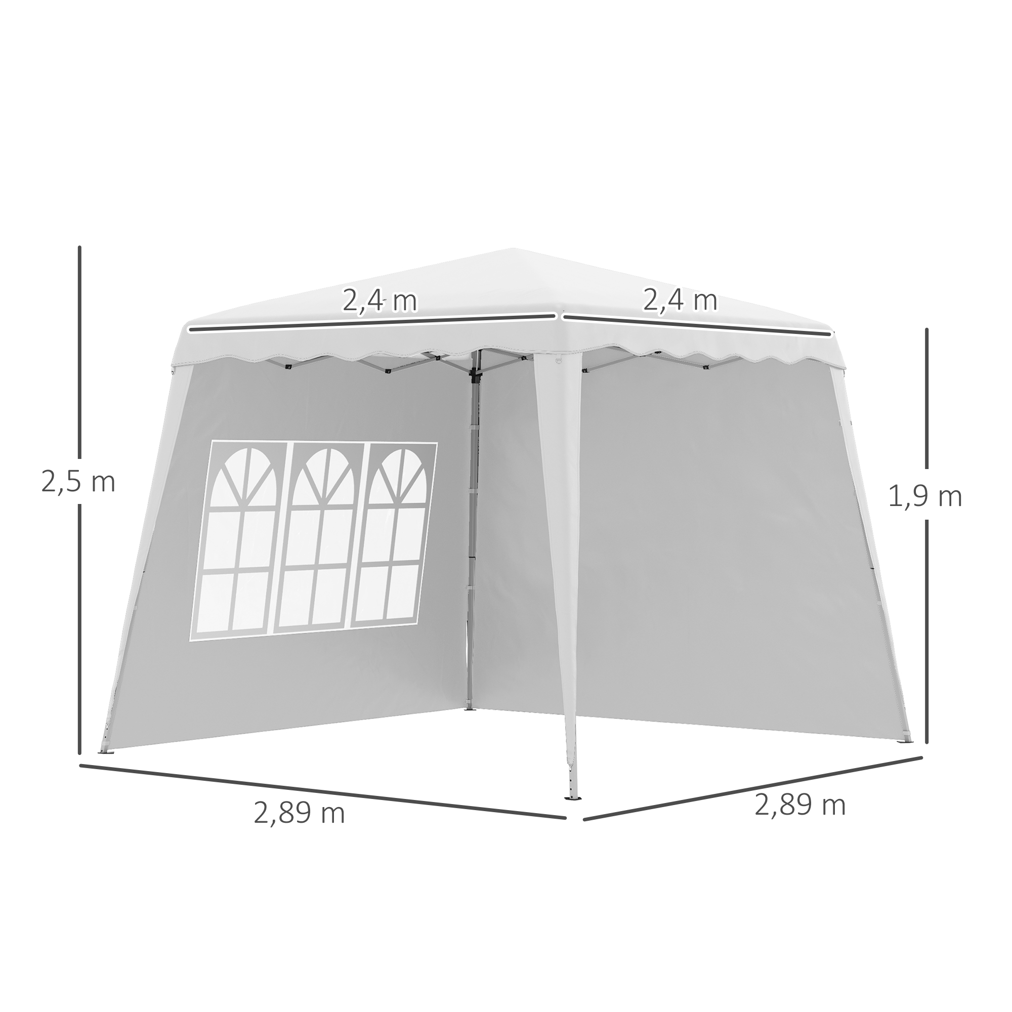 Pop Up Pavillion Faltpavillion, inkl, Fernstern, wetterbeständig, 240 x 240 x 250 cm, Weiß