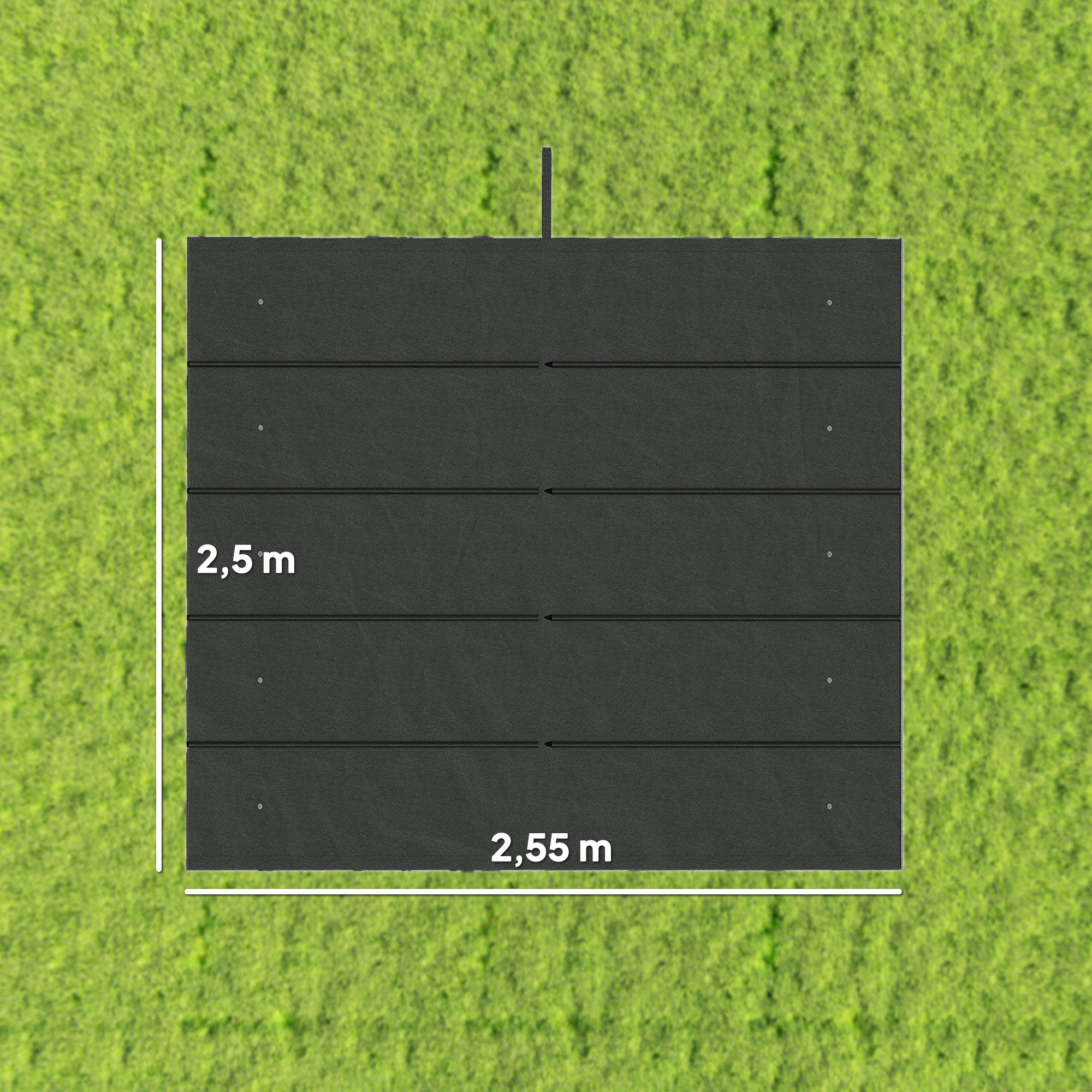 Ersatzplane für 3x3m Pavillons, mit Wasserablauflöchern, 2,50 x 2,55 m, Dunkelgrau