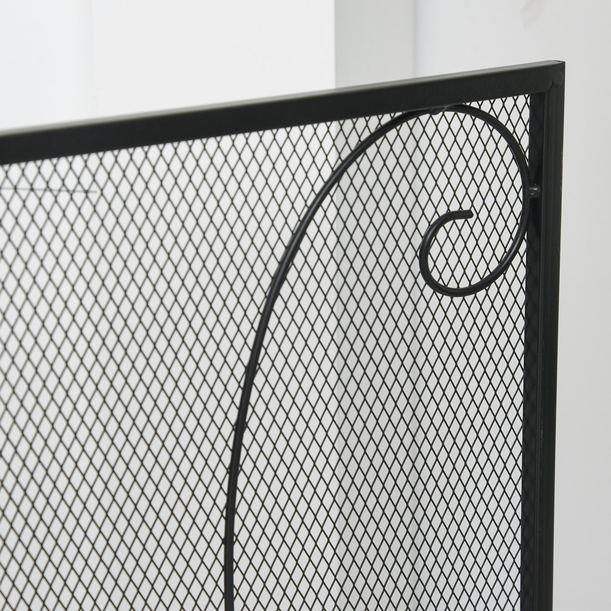Funkenschutz für Kamine, 3 Paneele, klappbar, flexibel, Metall, schwarz, 132,5 x 76,5cm