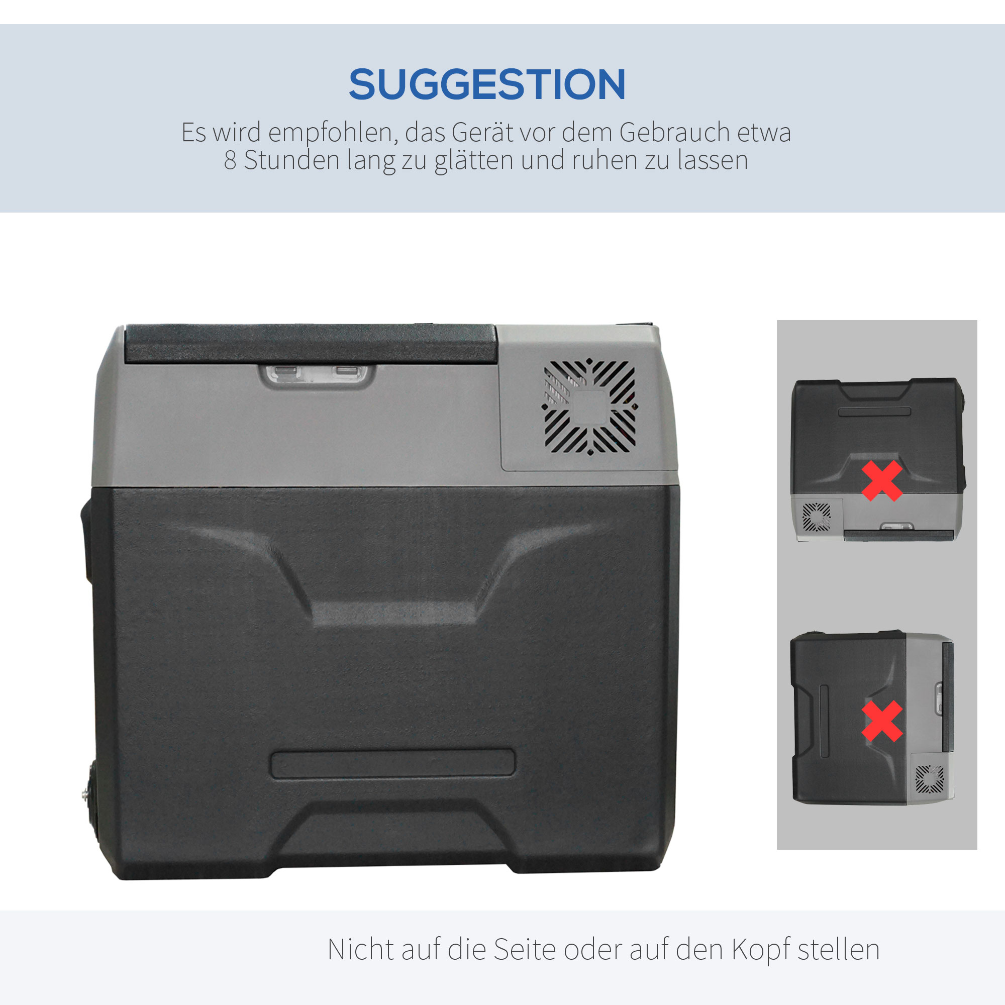 Autokühlschrank, Kühlbox, 50L, bis -20° C, Touch-Display, 2 Räder, Teleskopgriff, 58,6 x 37,8 x 54,5 cm, Grau