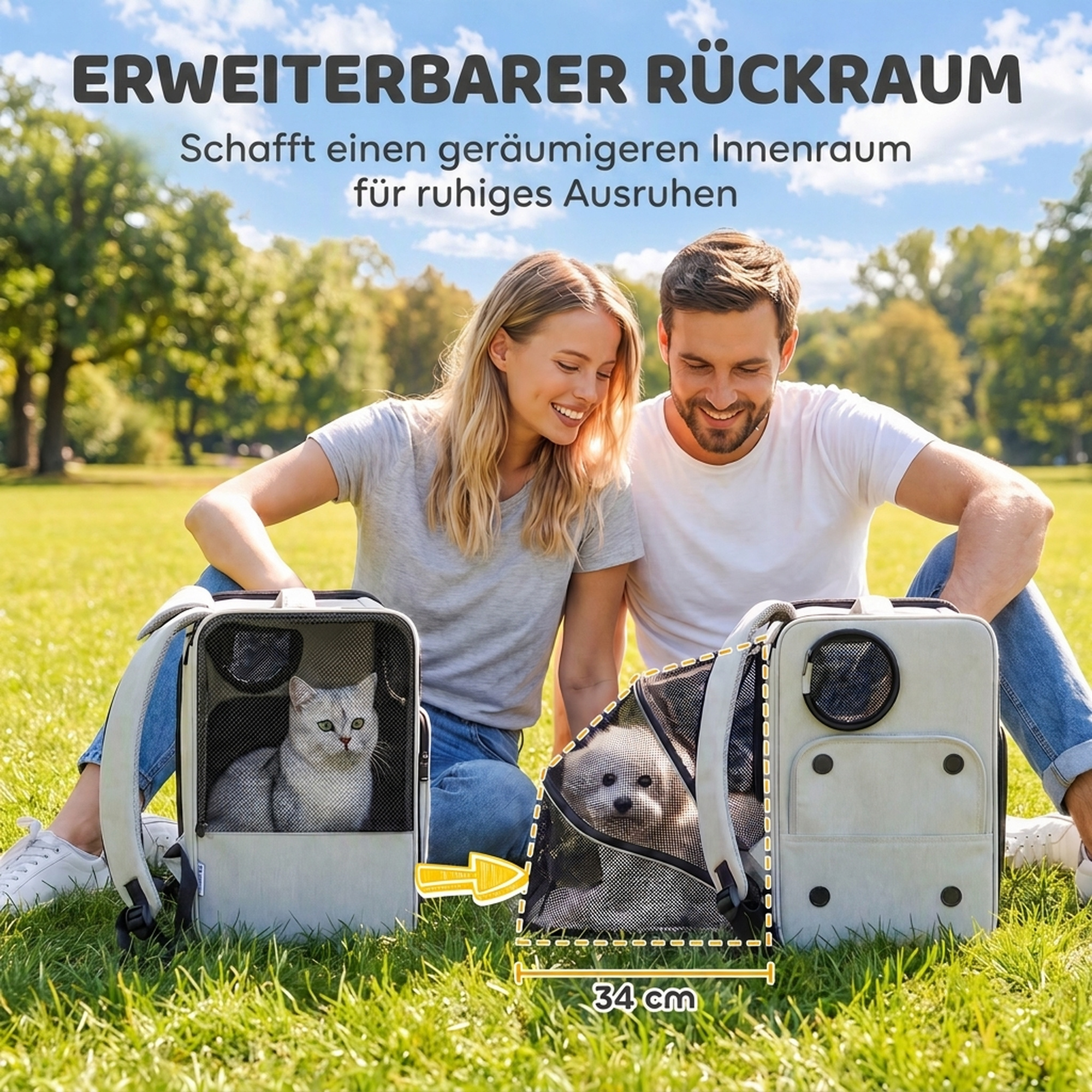 Hunderucksack 2 in 1 faltbare Transporttasche mit Rollen Rückenstütze Mesh-Fenstern Seitentasche bis 5 kg