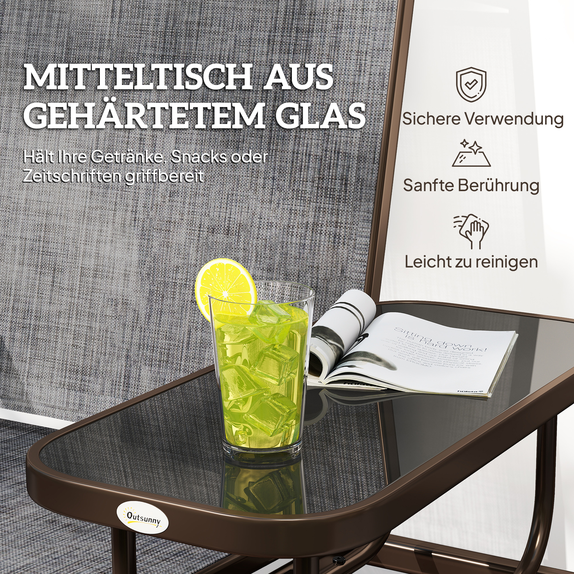 Gartenbank Schaukelstuhl Sitzbank Schaukelbank Gartenstuhl mit Tisch Schaukel Bank 2-Sitzer