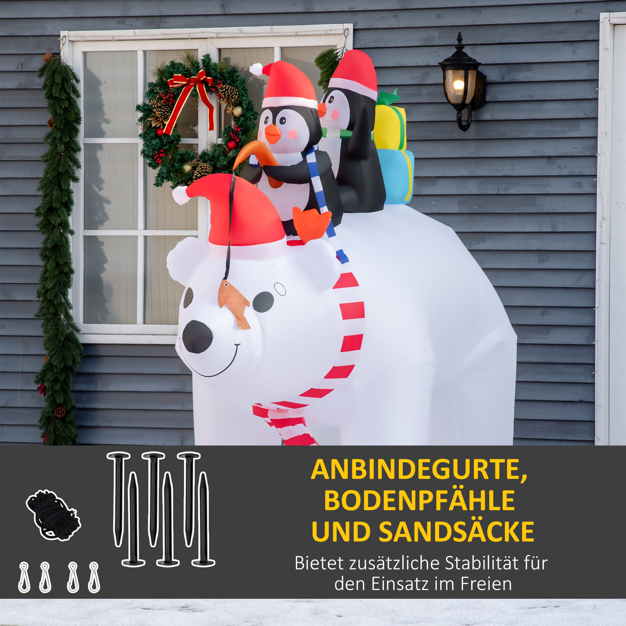 Aufblasbare Weihnachtsdekoration Aufblasbare Weihnachtsfiguren. selbstaufblasend inkl. Gebläse, 2 m, Mehrfarbig