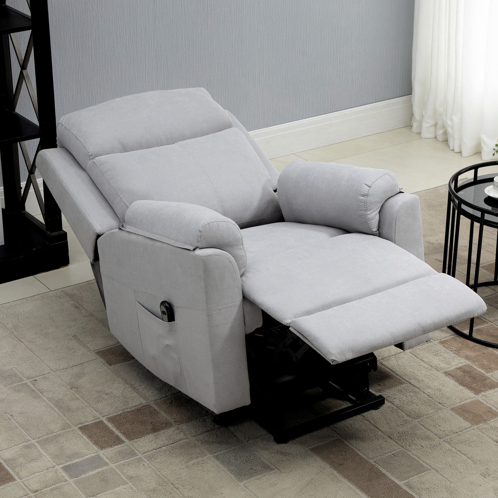 elektrischer Aufstehsessel Sessel mit Aufstehhilfe für Senior Relaxsessel TV Sessel mit schlaffunktion und aufstehhilfe Fernsehsessel Liegefunktion Leinen-Touch Hellgrau 83 x 89 x 102 cm