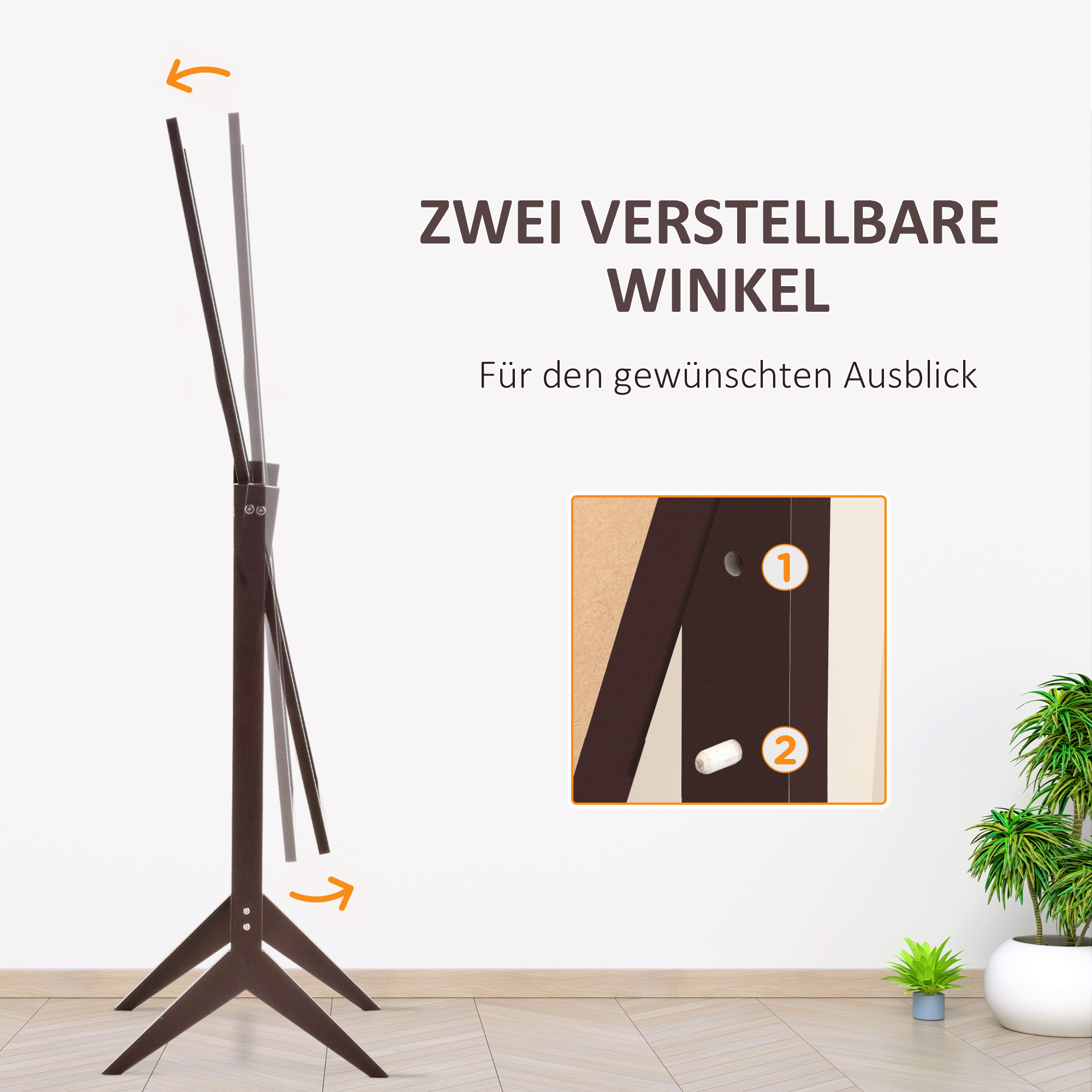 Standspiegel Ganzkörperspiegel Schminkspiegel erhöhte Füße Pflegeleicht MDF Kaffee 47 x 46 x 148 cm