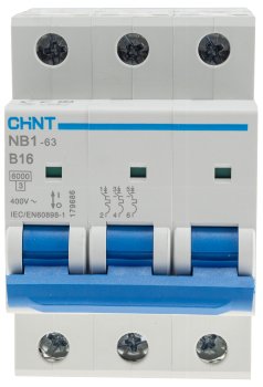 Leitungsschalter/Sicherungsautomat B16, 16A, 3-polig für DIN Trägerschiene