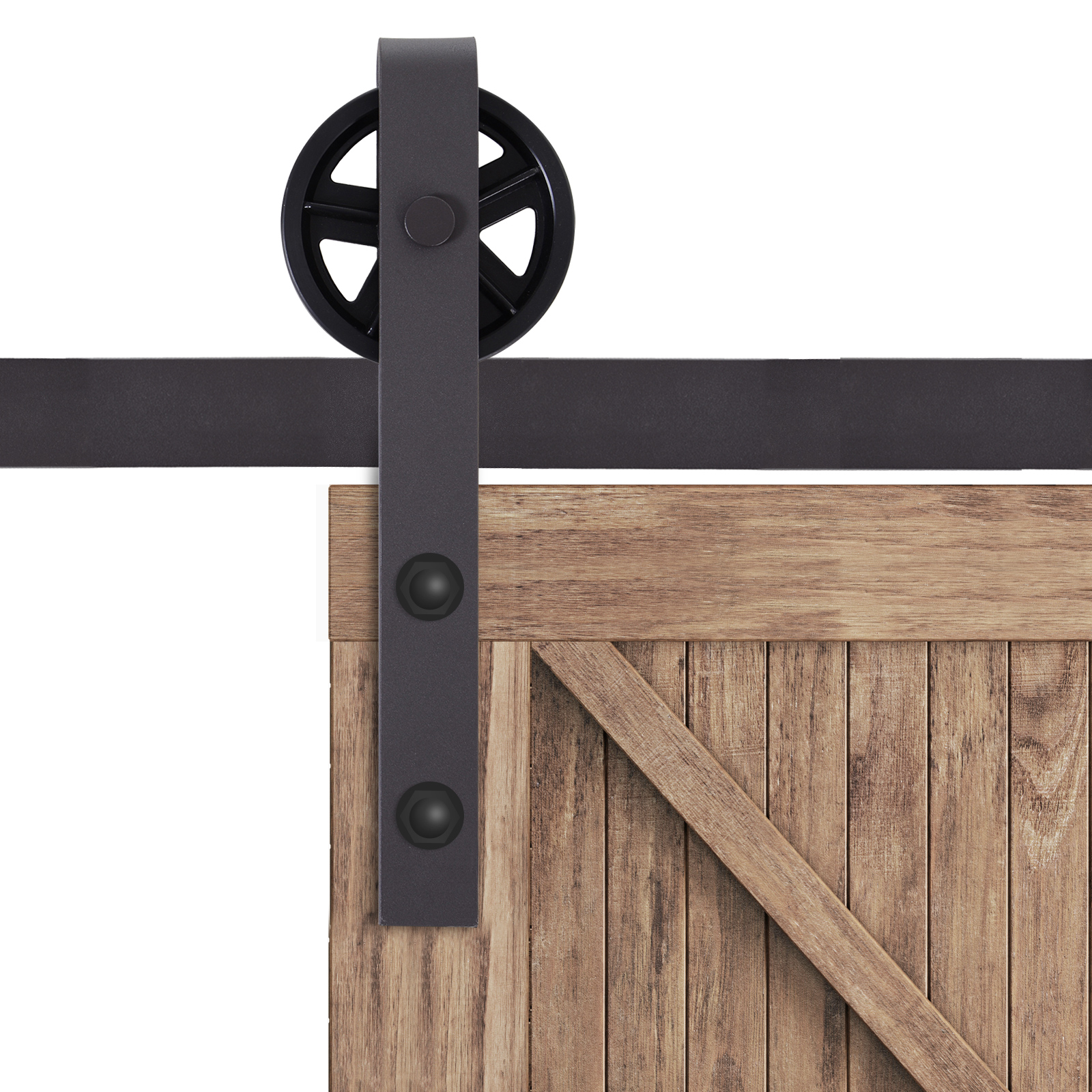 Gleitschienen-Bausatz für Schiebetür, inkl, Schienen, Rollen, Bodenstopper, 183 cm, bis 100 kg belastbar, Dunkelbraun