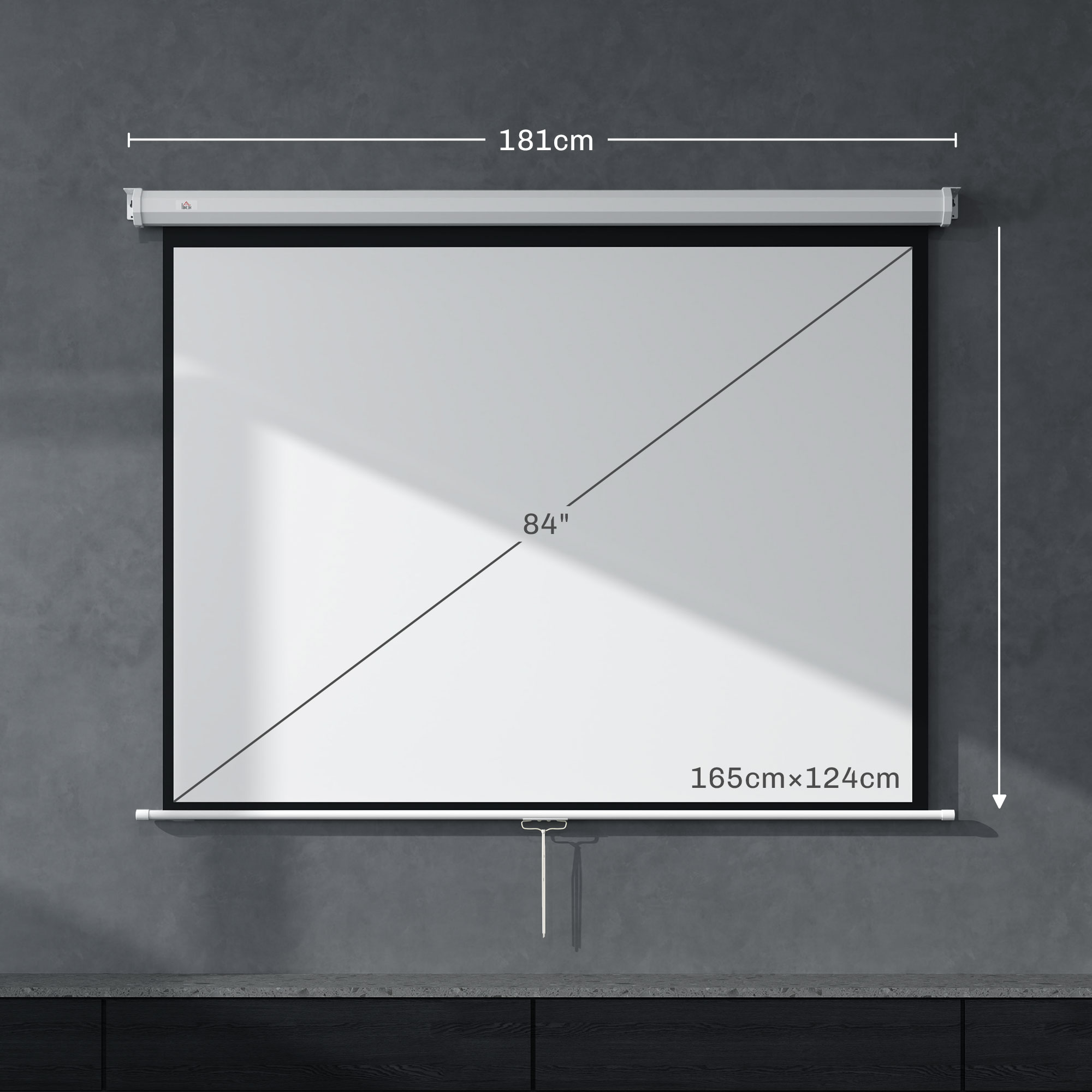 Beamer Leinwand 171 x 128 cm 84 Zoll 4:3 HD 4K Projektionsleinwand Kunststoff, Metall Heimkino