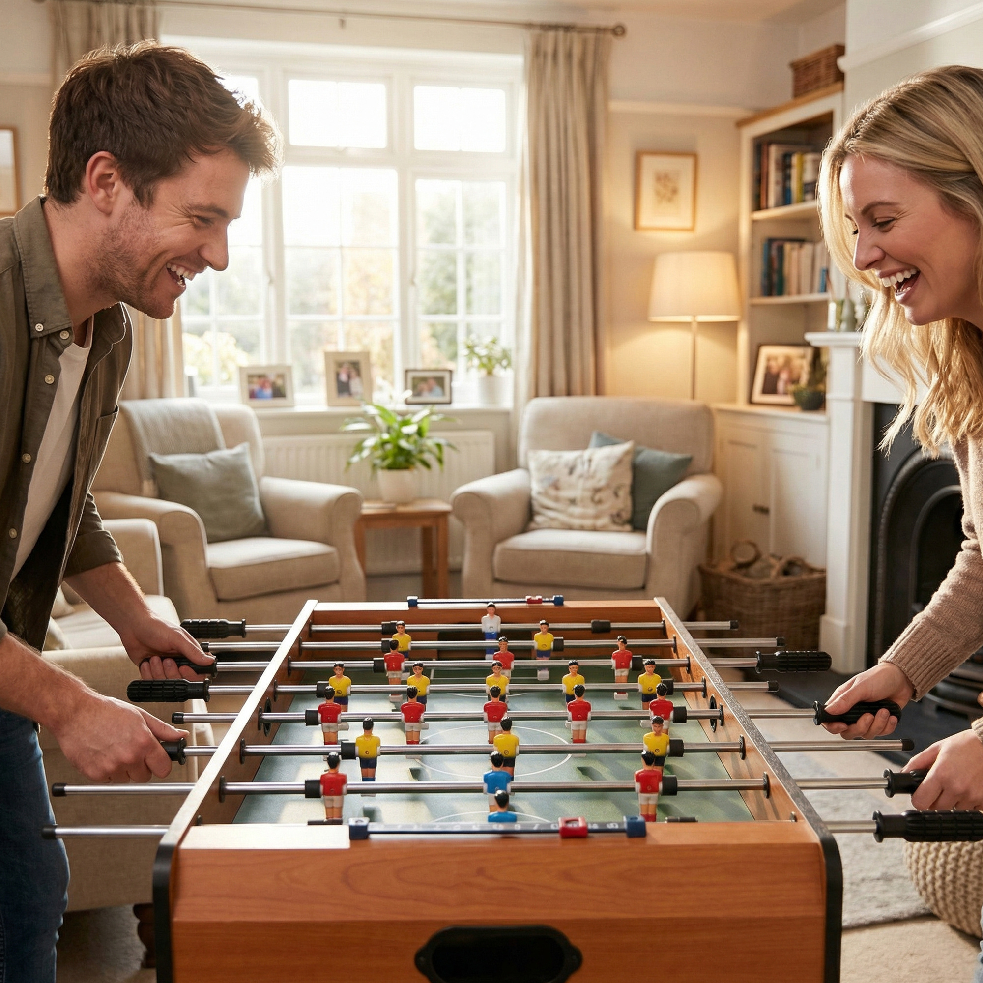 Tischkicker Kickertisch mit Edelstahlstangen, Für Jugendliche und Erwachsene, 84,5x40x61,2 cm, Schwarz