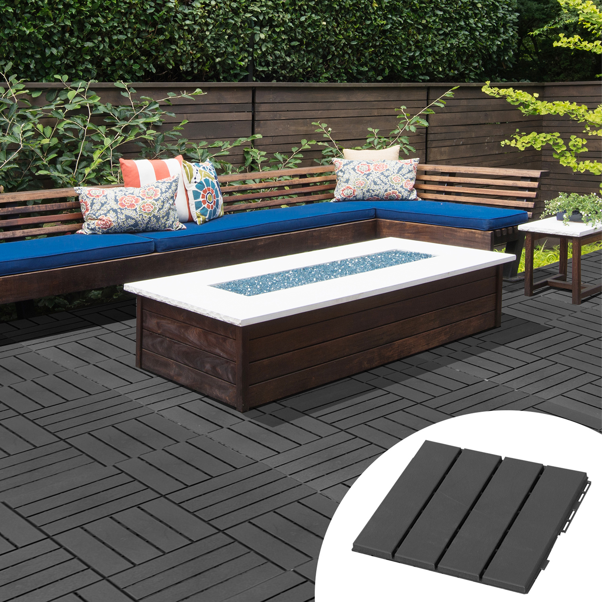Terrassenfliesen 30 x 30 cm 9 Stück 0,81? Klickfliesen Balkonfliesen mit Klicksystem Drainagefunktion Bodenbelag Fliese für Terrasse Balkon Schwarz