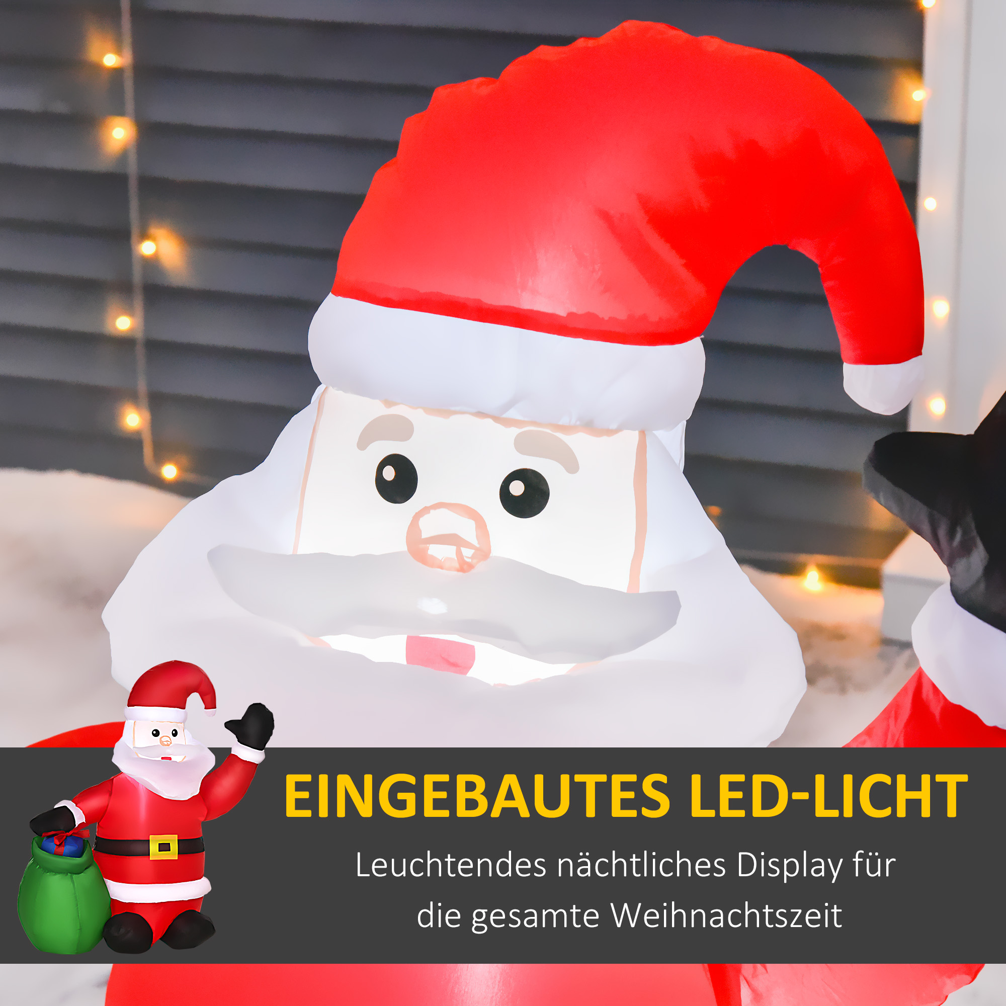 Weihnachtsdeko Aufblasbarer Weihnachtsmann Outdoor-Weihnachtsdekoration, inkl, Gebläse, 1,2 m, Rot + Weiß