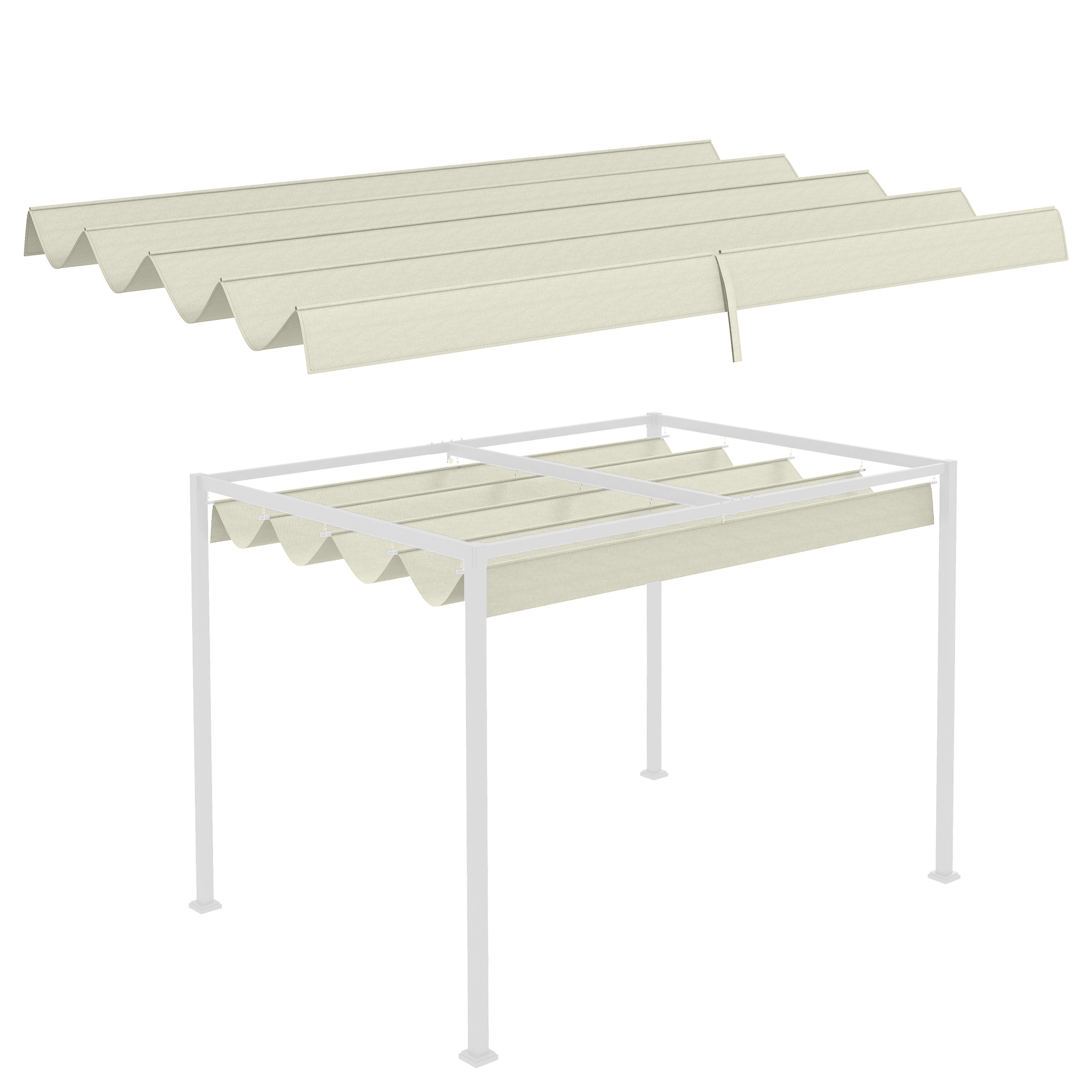 Ersatzdach für 2,85 x 2 m Gartenpavillon, ausziehbar, einfache Montage, Polyester, Cremeweiß