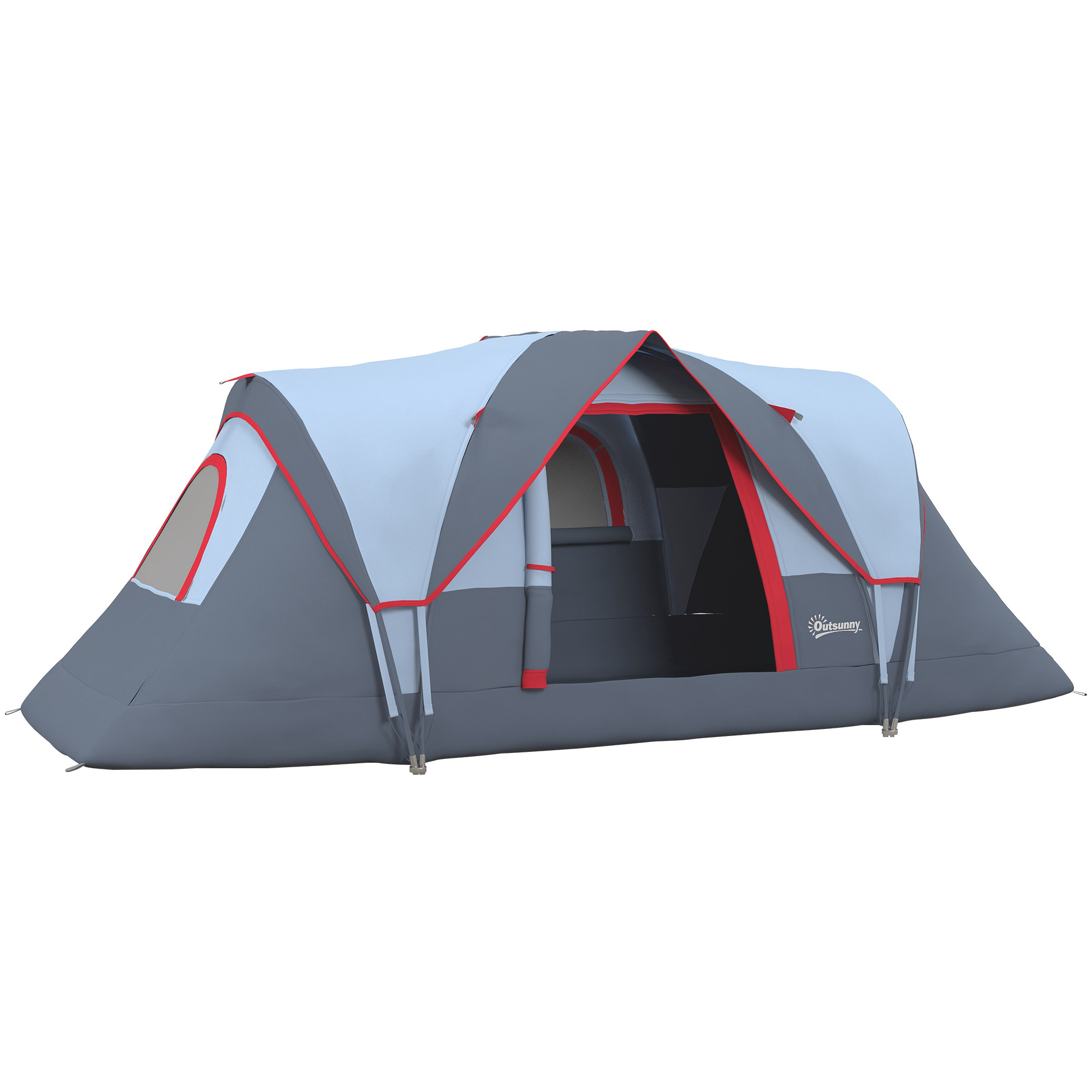 Campingzelt für 5-6 Personen stabil wasserdicht Familienzelt mit Eingang Fenster Packtasche, Zelt mit 3000mm Wassersäule Tunnelzelt Kuppelzelt für Camping Reise Garten, Hellgrau