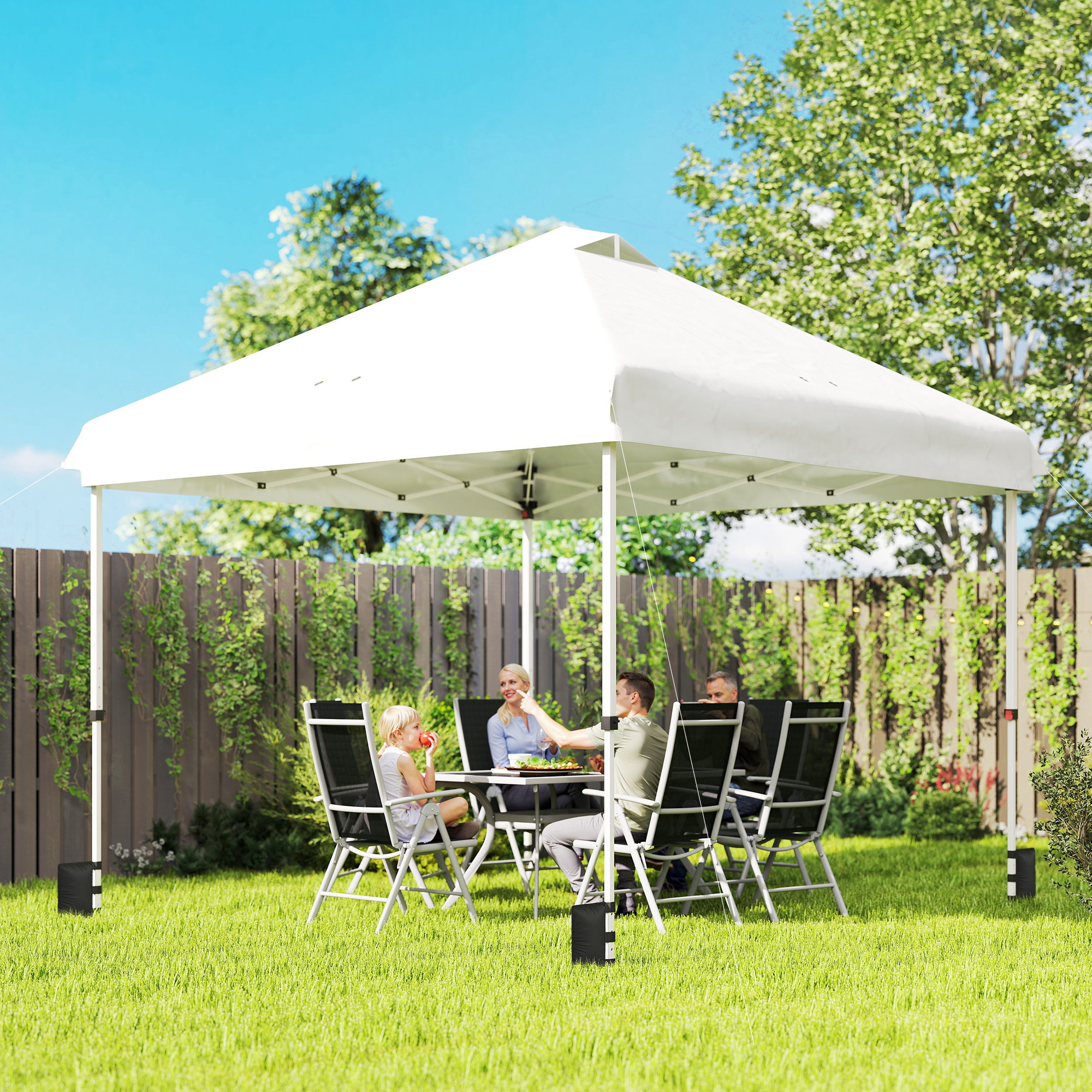 Pavillon 3 x 3 m Wasserdicht Stabil Winterfest Pop-up Faltpavillon, UV 50+ mit Tasche Sandsäcke