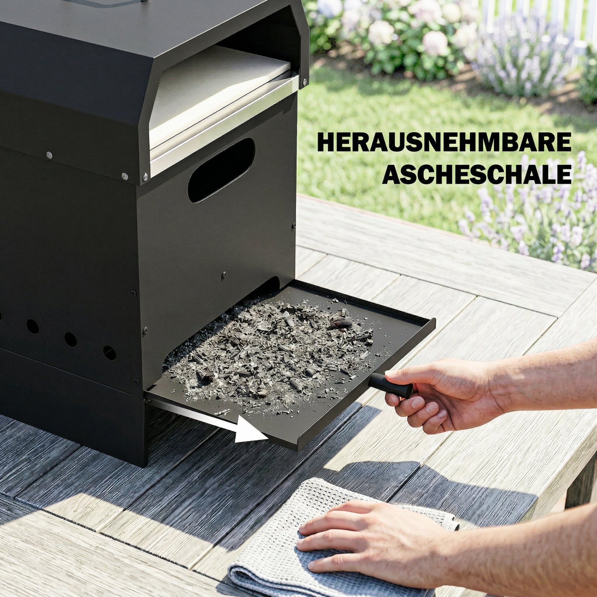 3-in-1 Outdoor-Pizzaofen, holzbefeuert Pizza Ofen, 2 Ebenen, Backofen mit Pizzastein, Pizzaschaufel