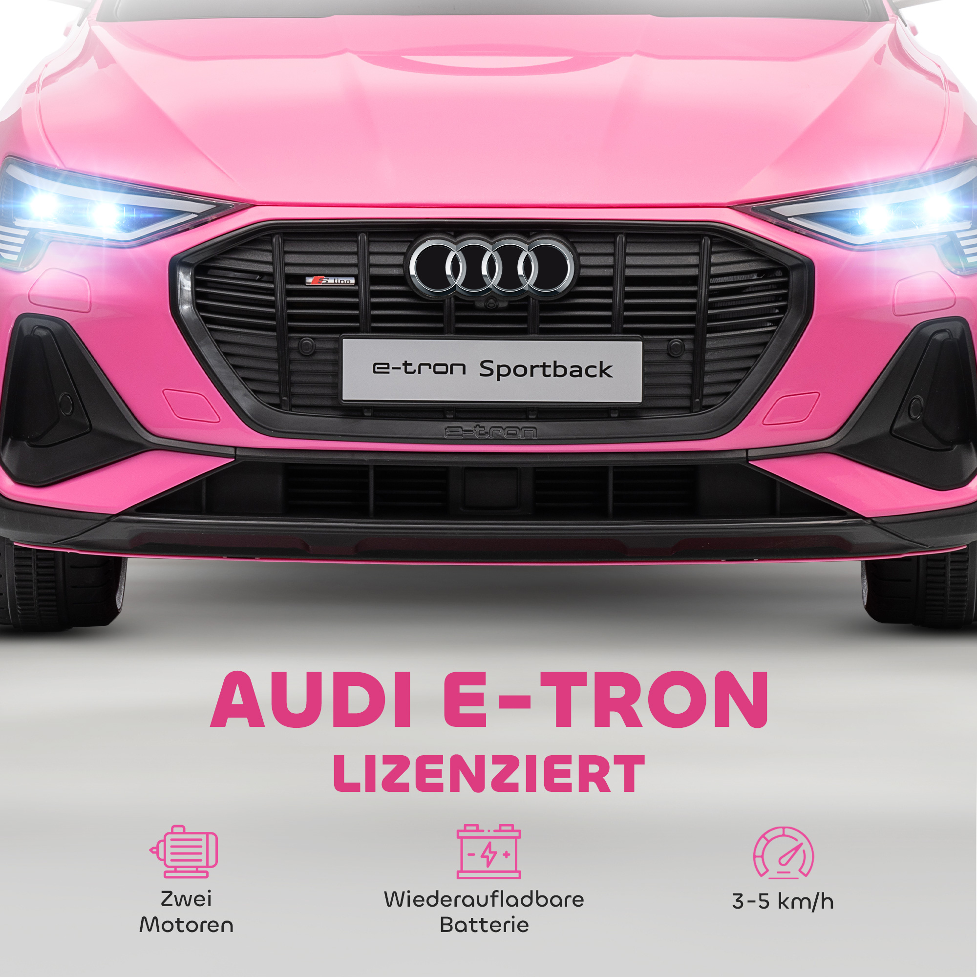 Elektro Kinderauto 12V Elektrofahrzeug Audi E-tron Elektroauto mit Fernbedienung, Sicherheitsgurt, für 3-5 Jahre