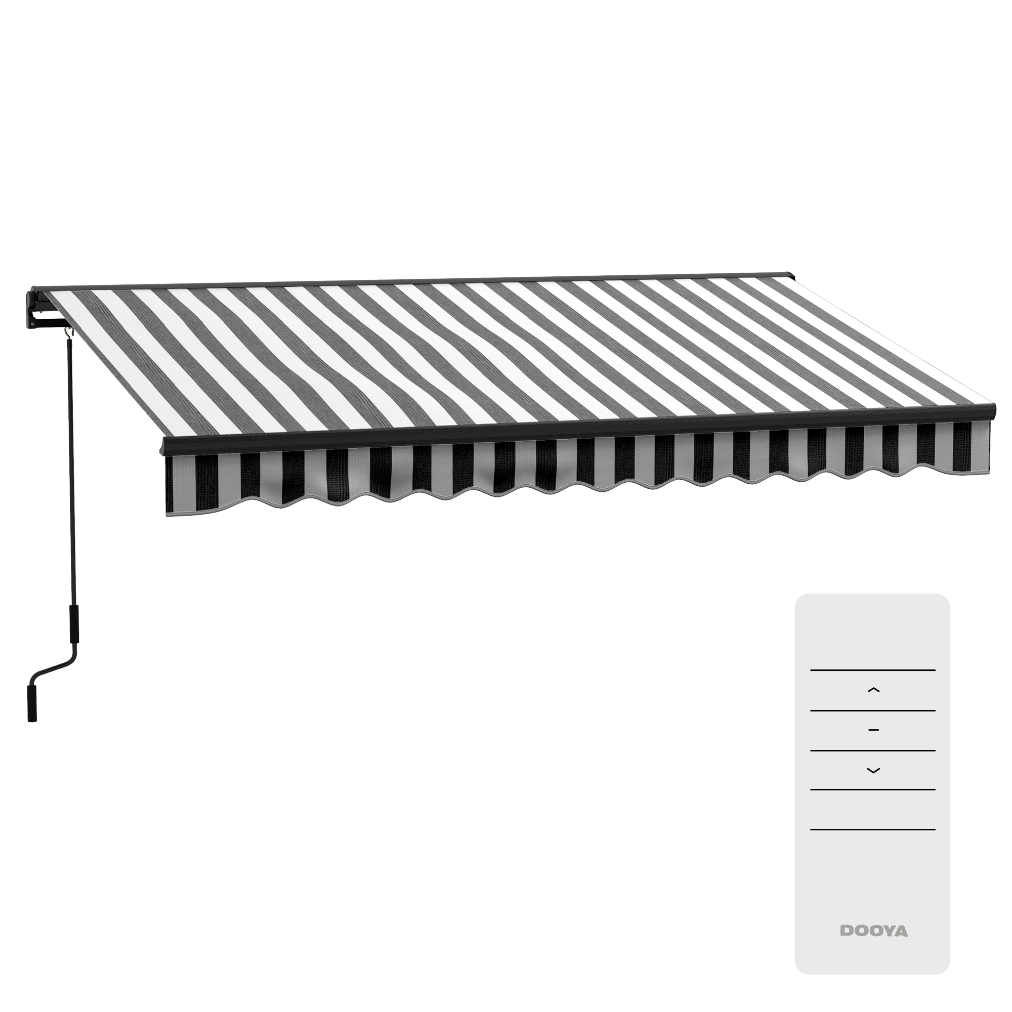 Sonnenmarkise Markise Terrassenmarkise, wetterbeständig, 1 Handkurbel, 395 x 250 x 150 cm, Grau + Weiß