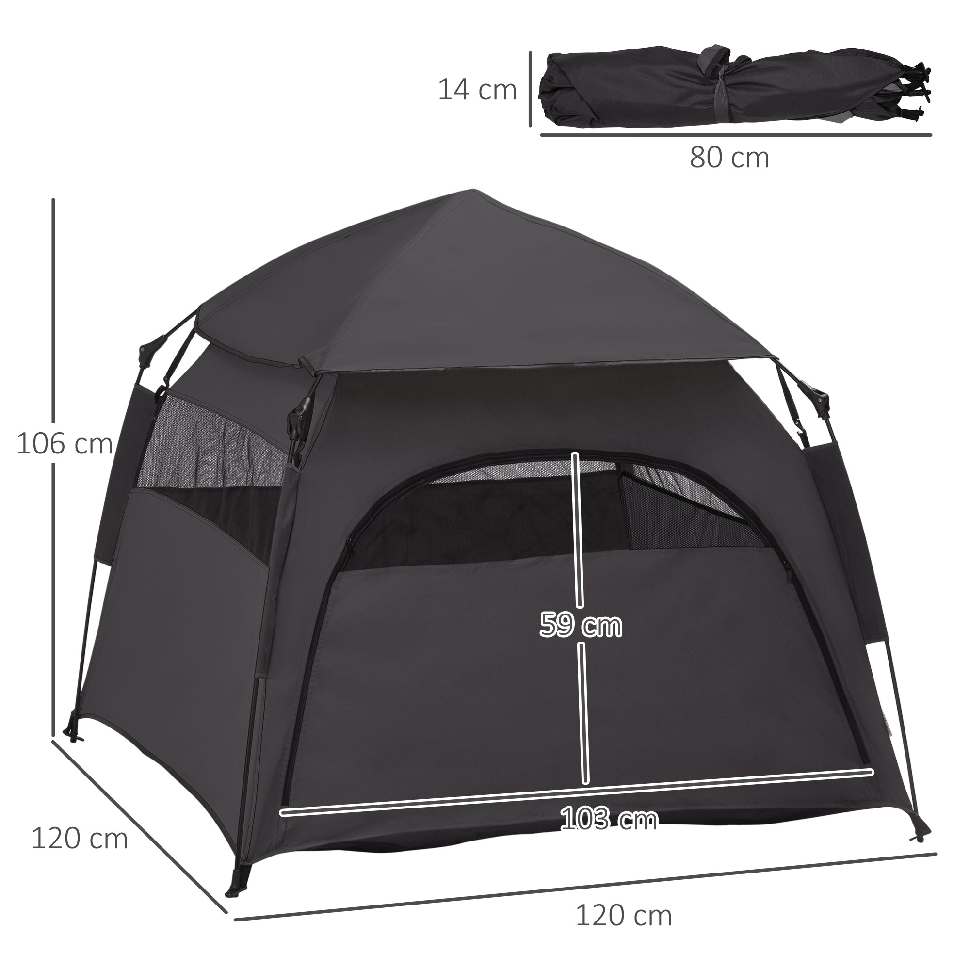 Haustierzelt, Hundezelt, klappbar, wetterbeständig, Hundehütte, für große Hunde, Schwarz