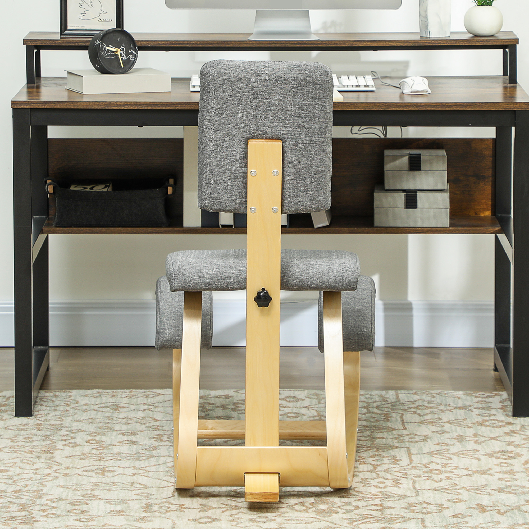 ergonomischer Kniestuhl, Kniehocker Gesundheitsstuhl für Zuhause, Büro, Meditation Grau