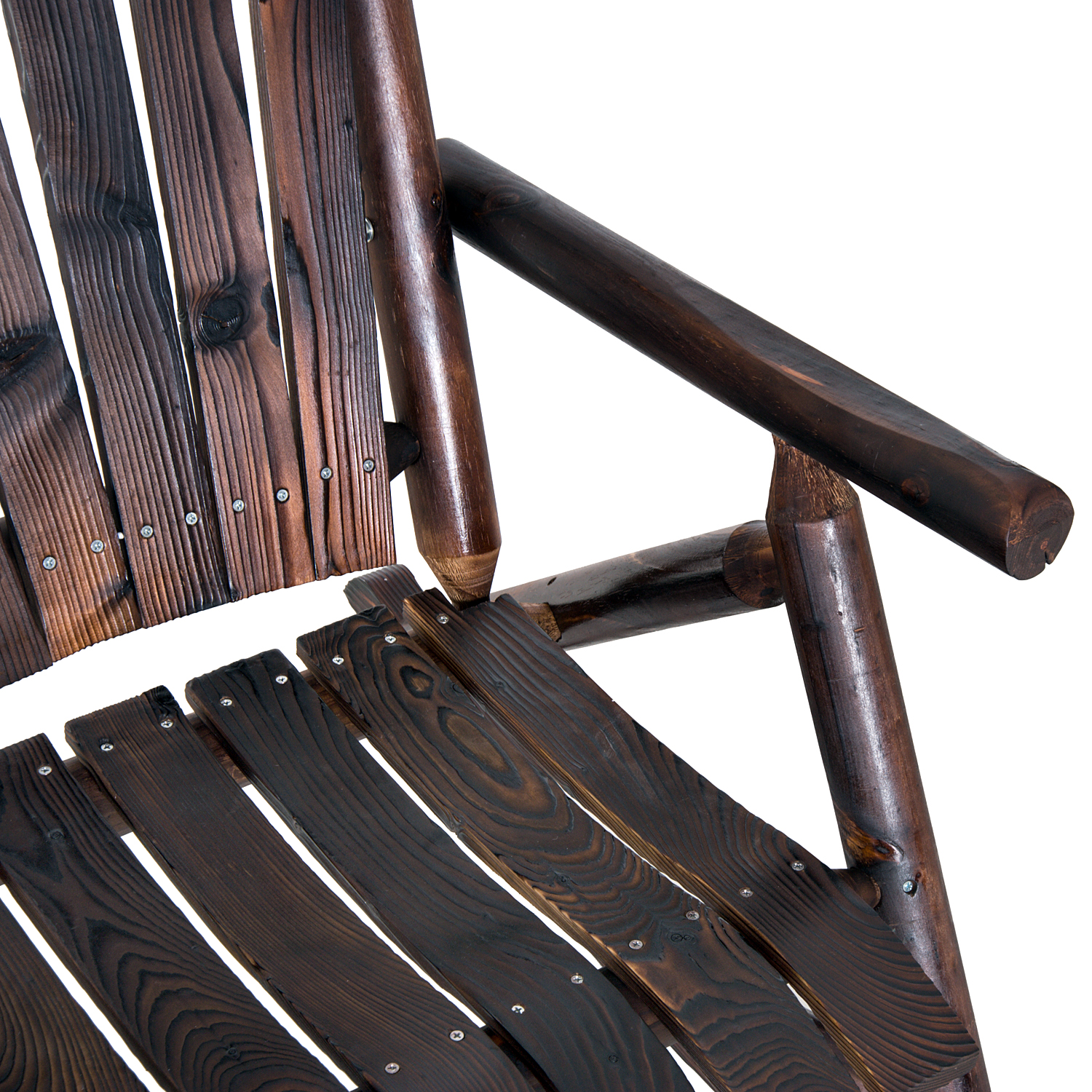Schaukelstuhl mit Armlehne, Wetterfest, Massivholz Verkohlt, 97 x 69 x 93cm
