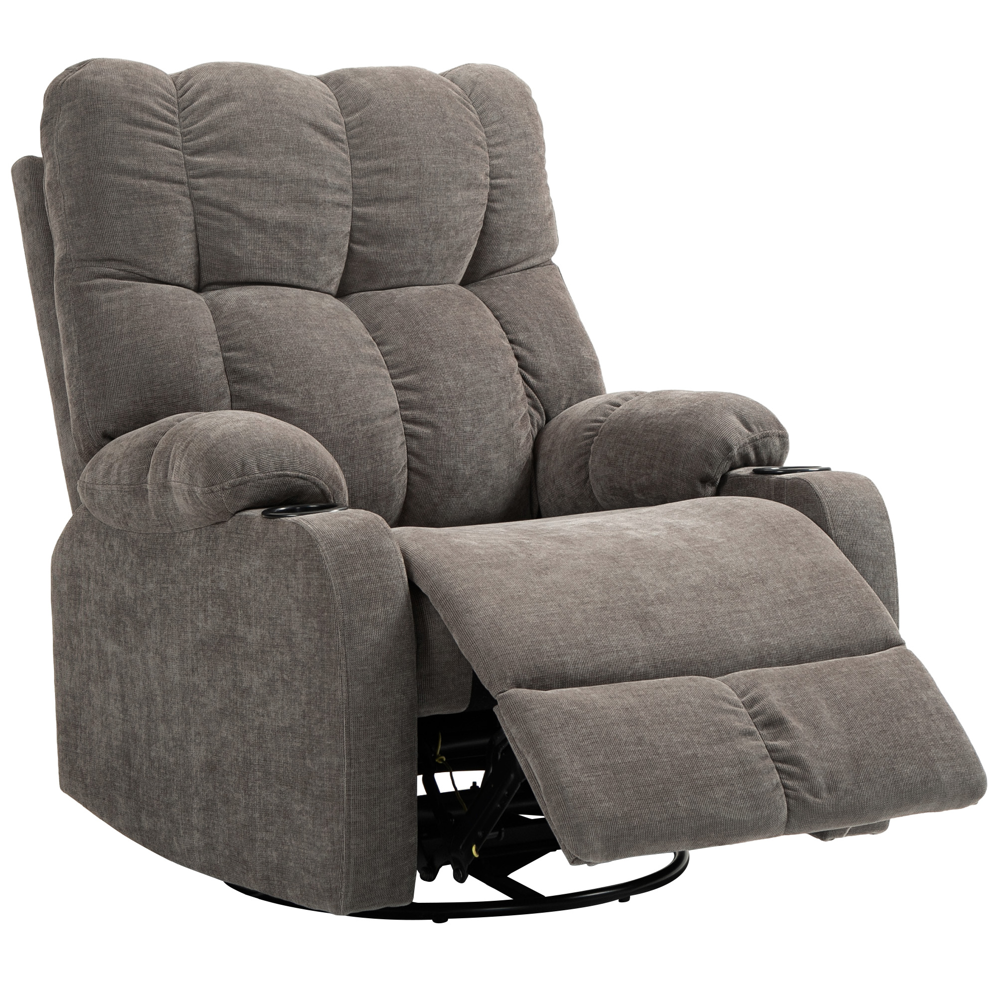 Relaxsessel mit Fußstütze, Loungesessel modern, drehbar, bis 150 kg, Stahlrahmen, 88x96x108cm, Hellbraun