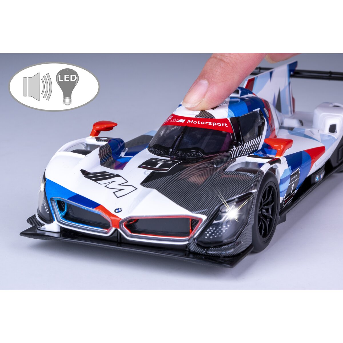 BMW M Hybrid V8 Diecast 1:24 blau inkl. Knopfzellen