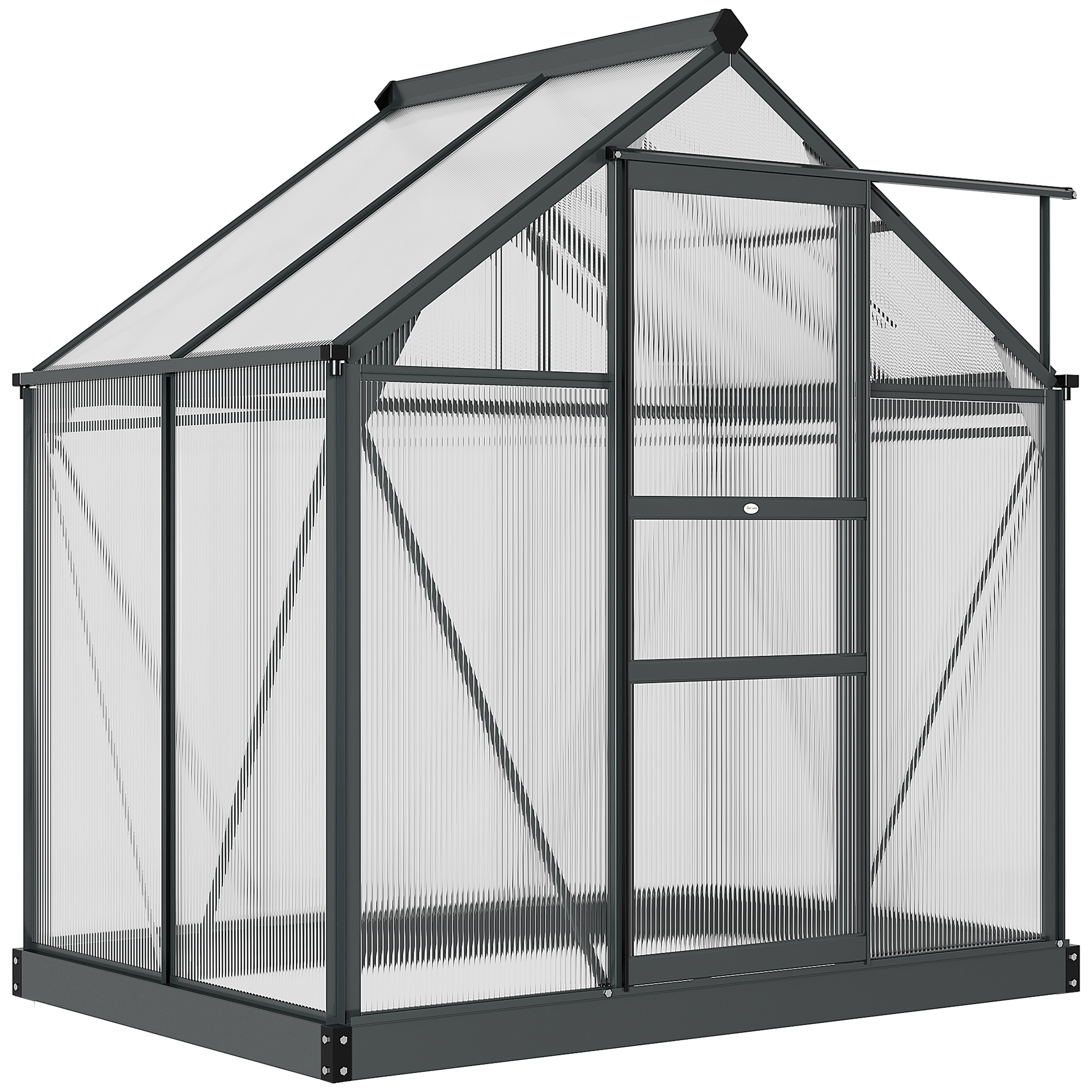 Gewächshaus Treibhaus Frühbeet, Dachfenster, begehbar, verzinkter Sockel, wetterbeständig, 190 cm x 132 cm x 201cm, Grau