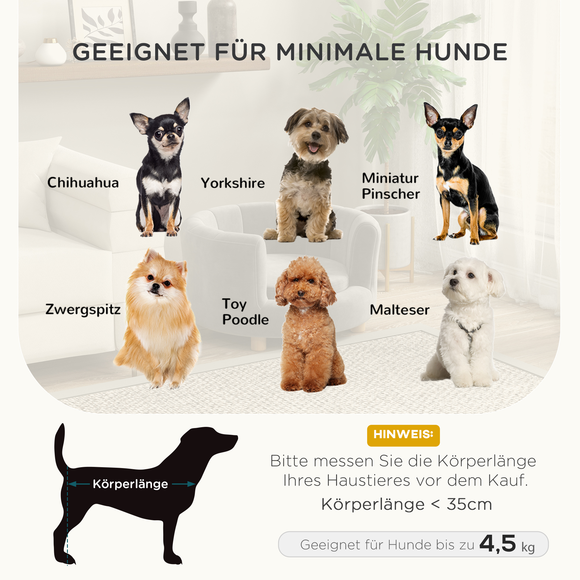 Haustierbett für Hunde und Katzen, Holzbeine, erhöht, Flanellbezug, abnehmbares Kissen, Grau