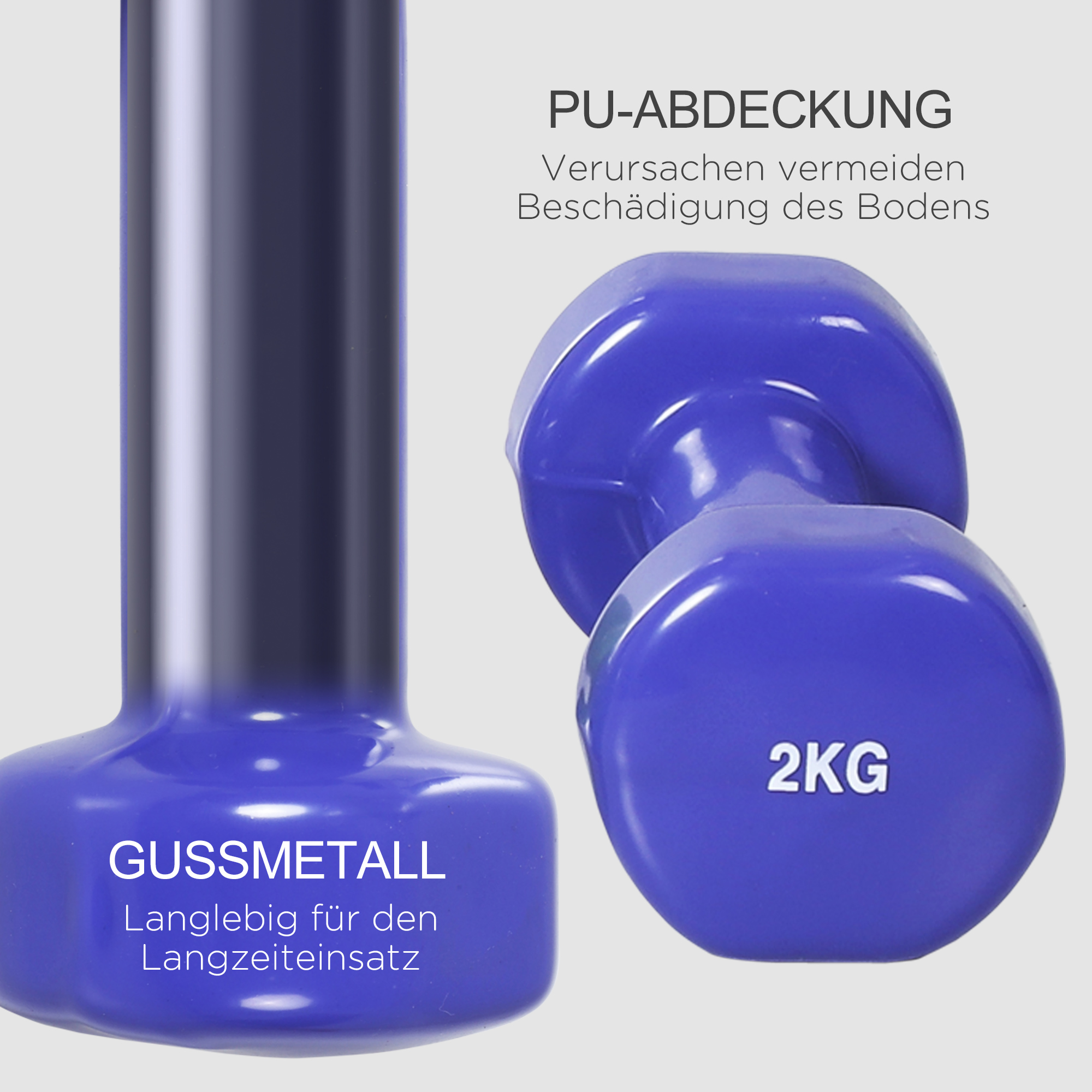 Hantelset 4 Hantelpaare mit Koffer 0,5 kg/1 kg/1,5 kg/2 kg Eisen+Kunststoff Rot Gelb Grün Lila