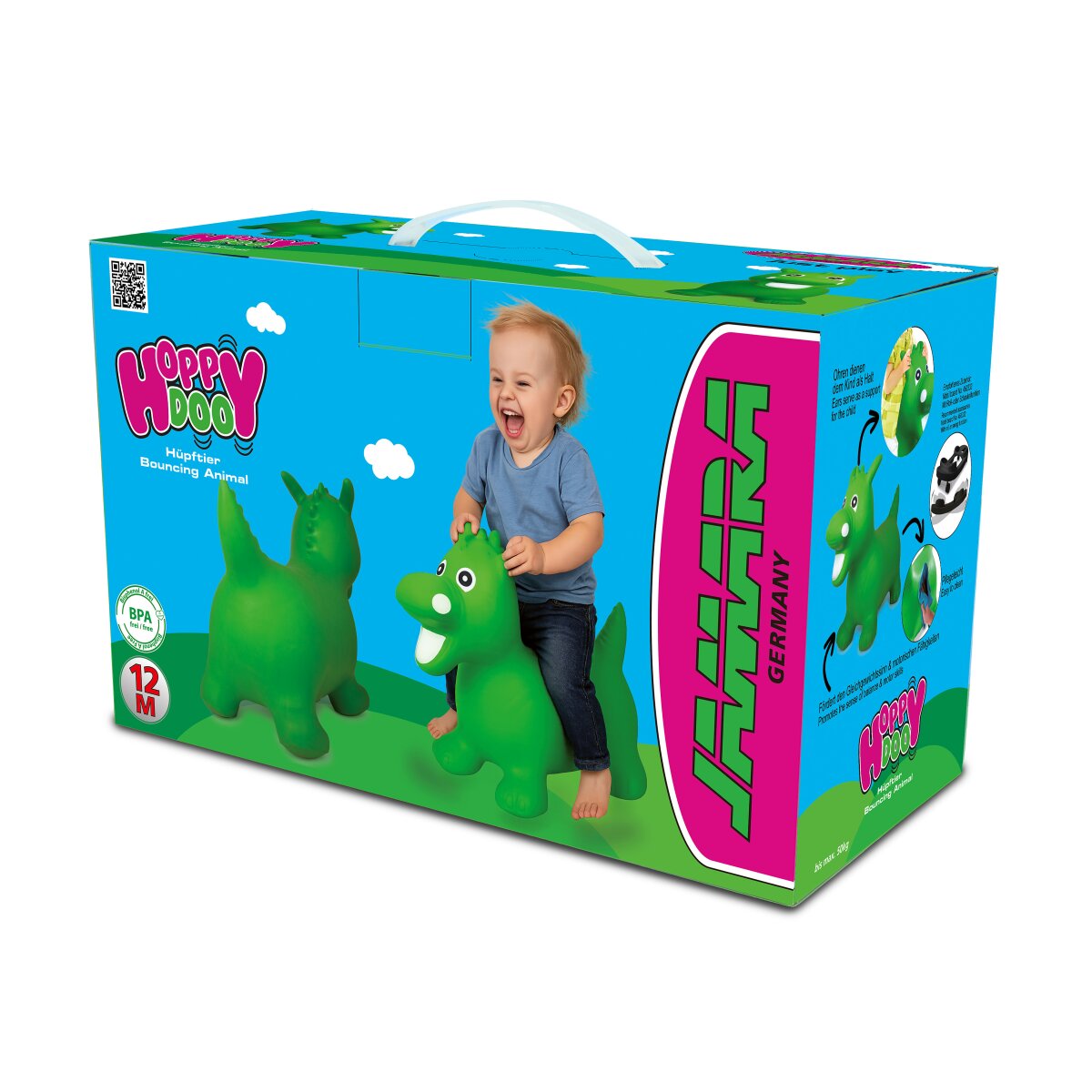 Hüpftier Drache HoppyDoo grün mit Pumpe