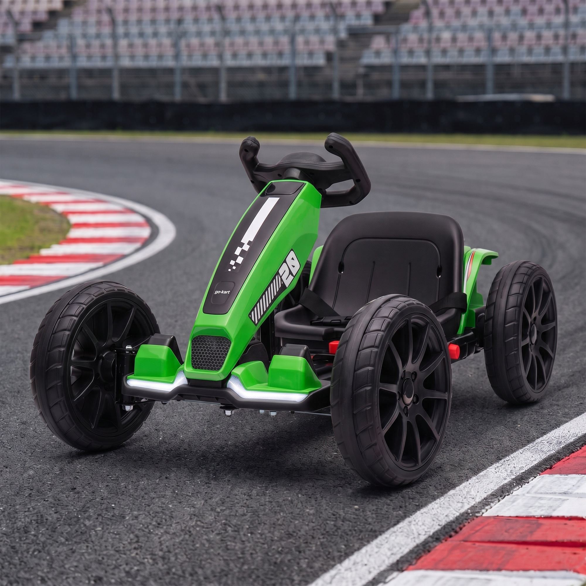 Elektro Go-Kart für Kinder 12V Gokart mit 2 Motoren, 4-fach verstellbarem Sitz Sanftanlauf EVA-Räder LED-Scheinwerfer