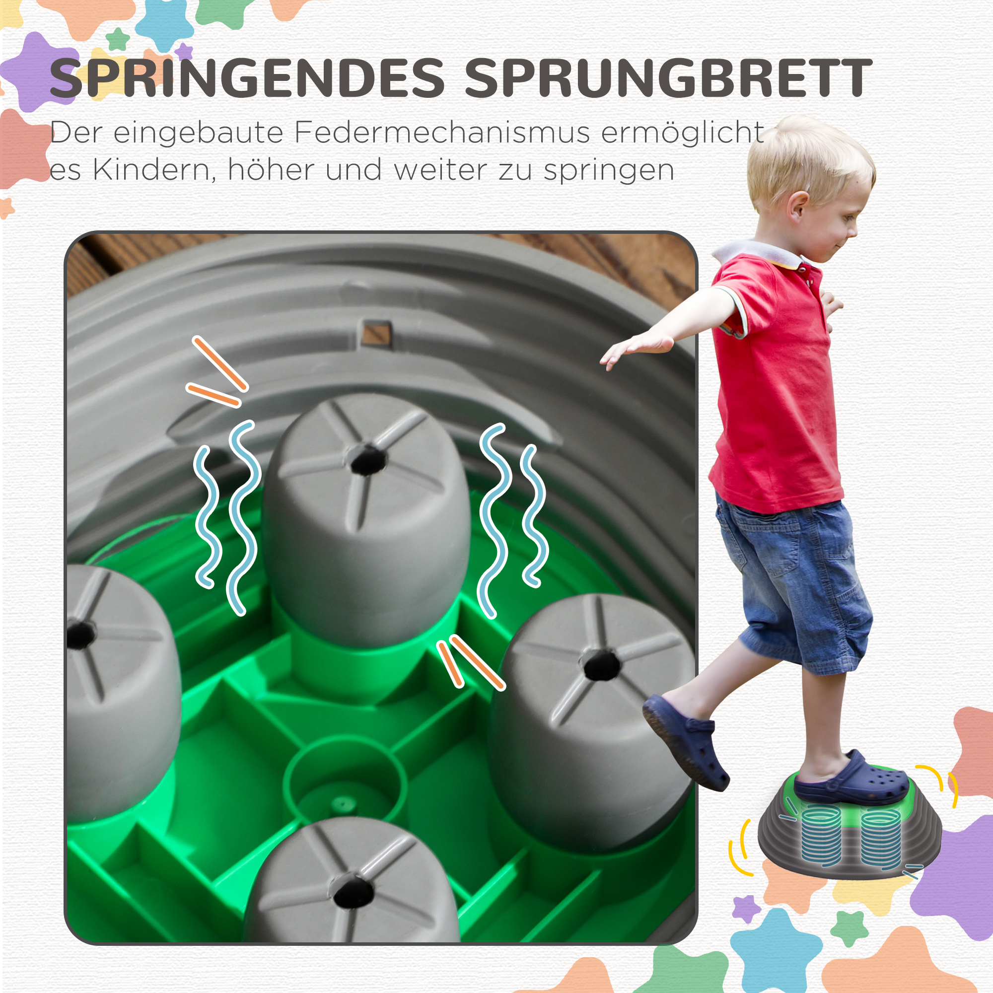 Trittsteine-Set für Kinder ab 3 Jahren, 11 Steine, rutschfest, bis 80 kg, Seestern-Design